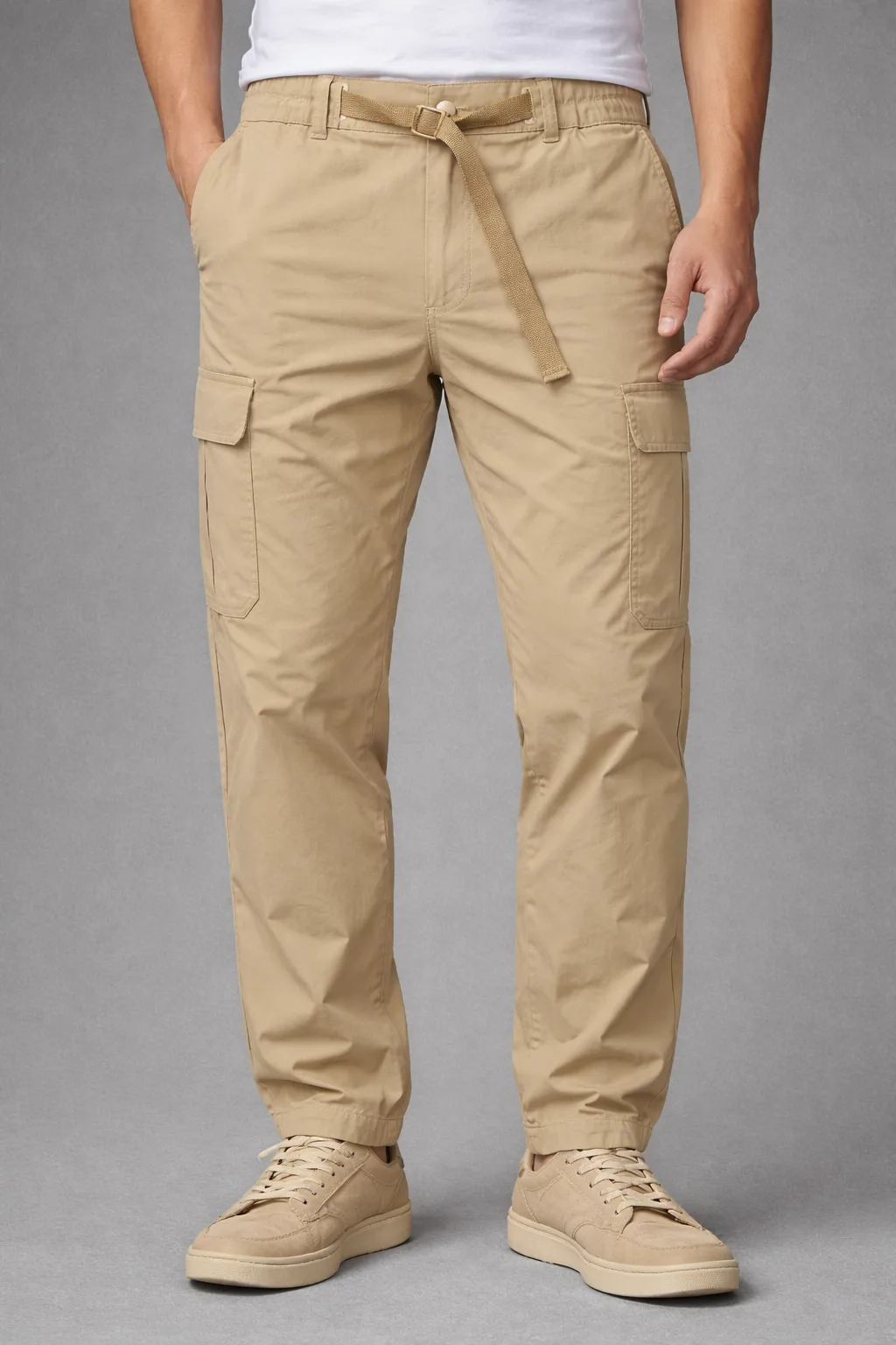 H&M Move Activewear Joggers | Beige | Lightweight Stretch | Size M | With Belt | 32