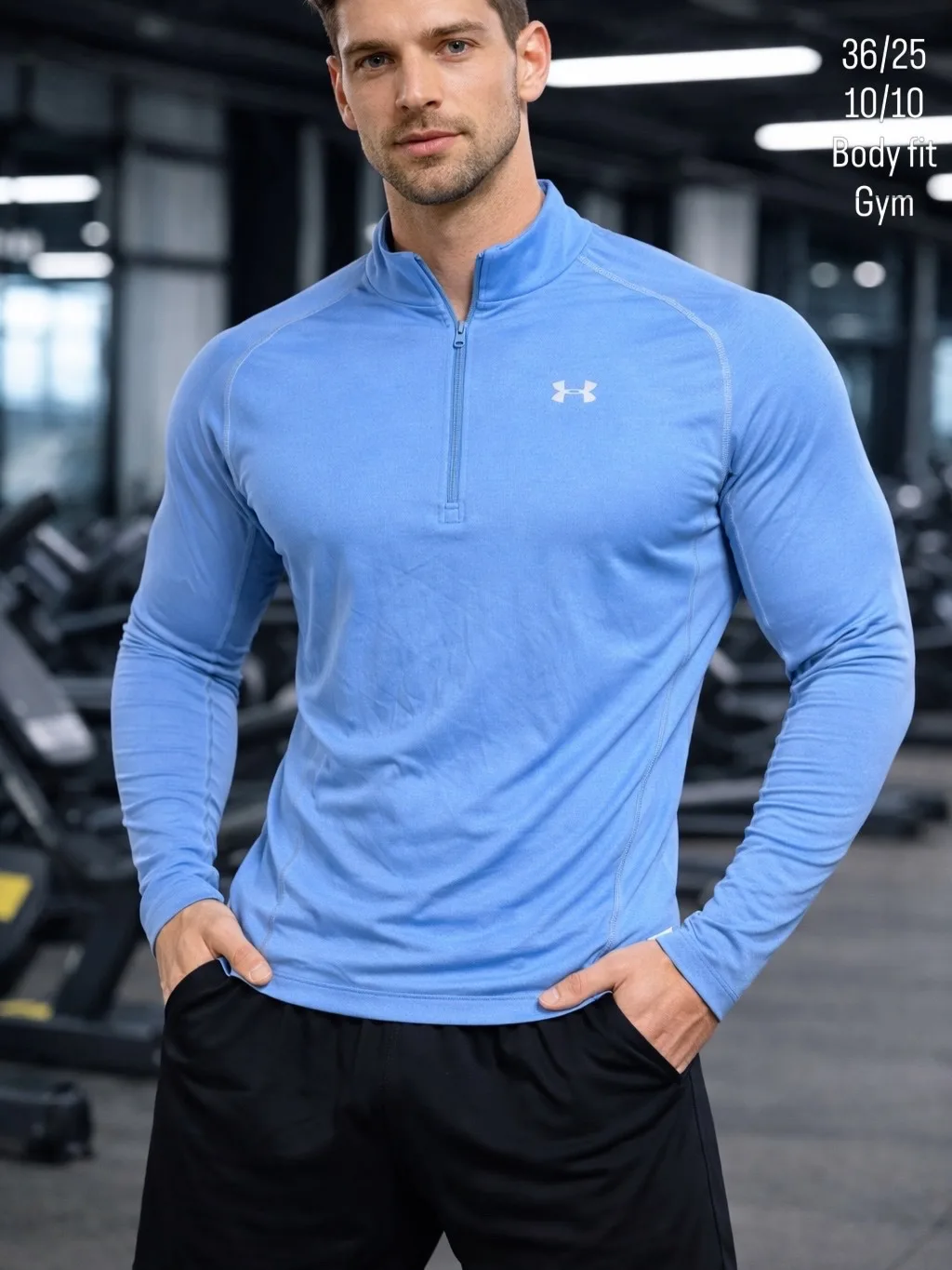 Under Armour Original Coldgear Half Zip Up Training Tshirt Blue S
