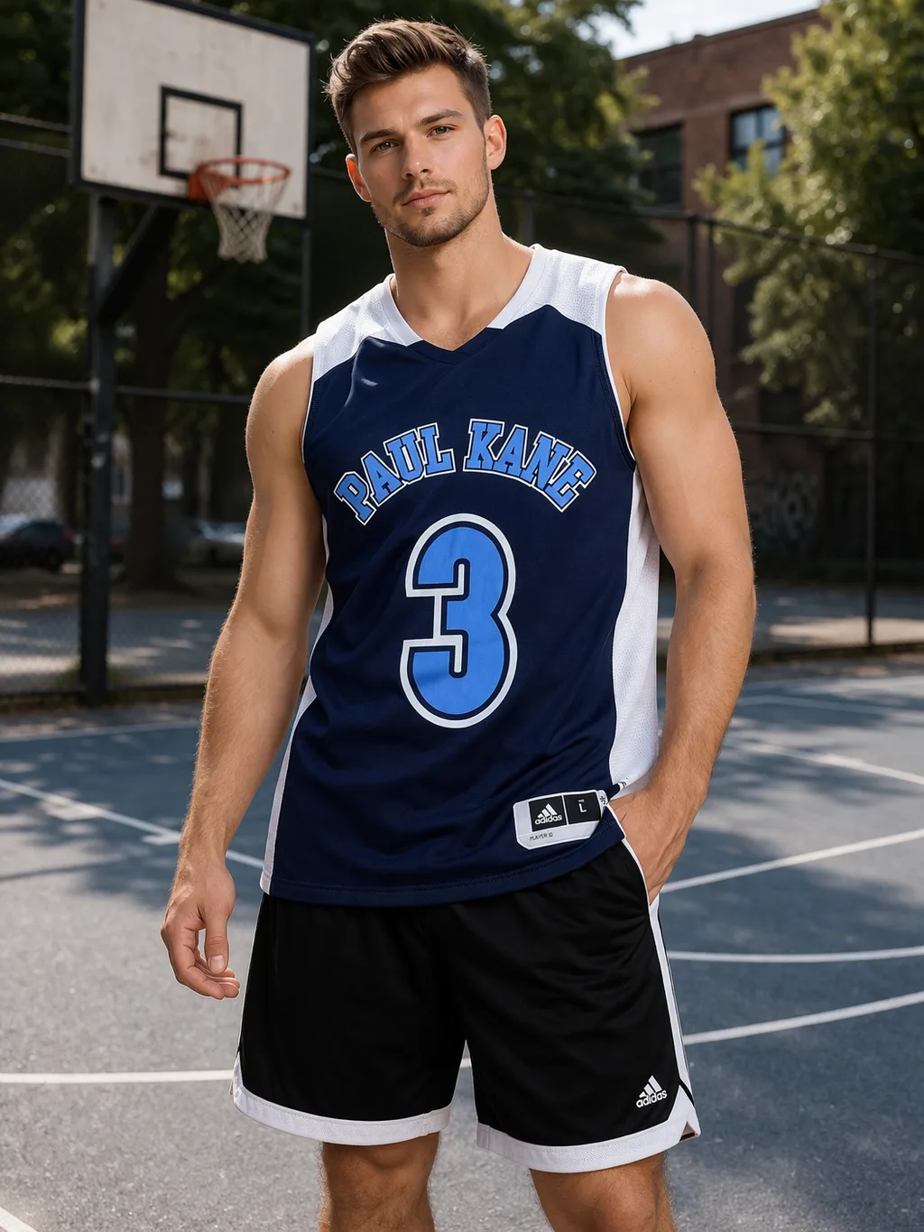 Adidas Basketball Jersey “Paul Kane 3” – Navy Blue | Size L | Premium Sportswear