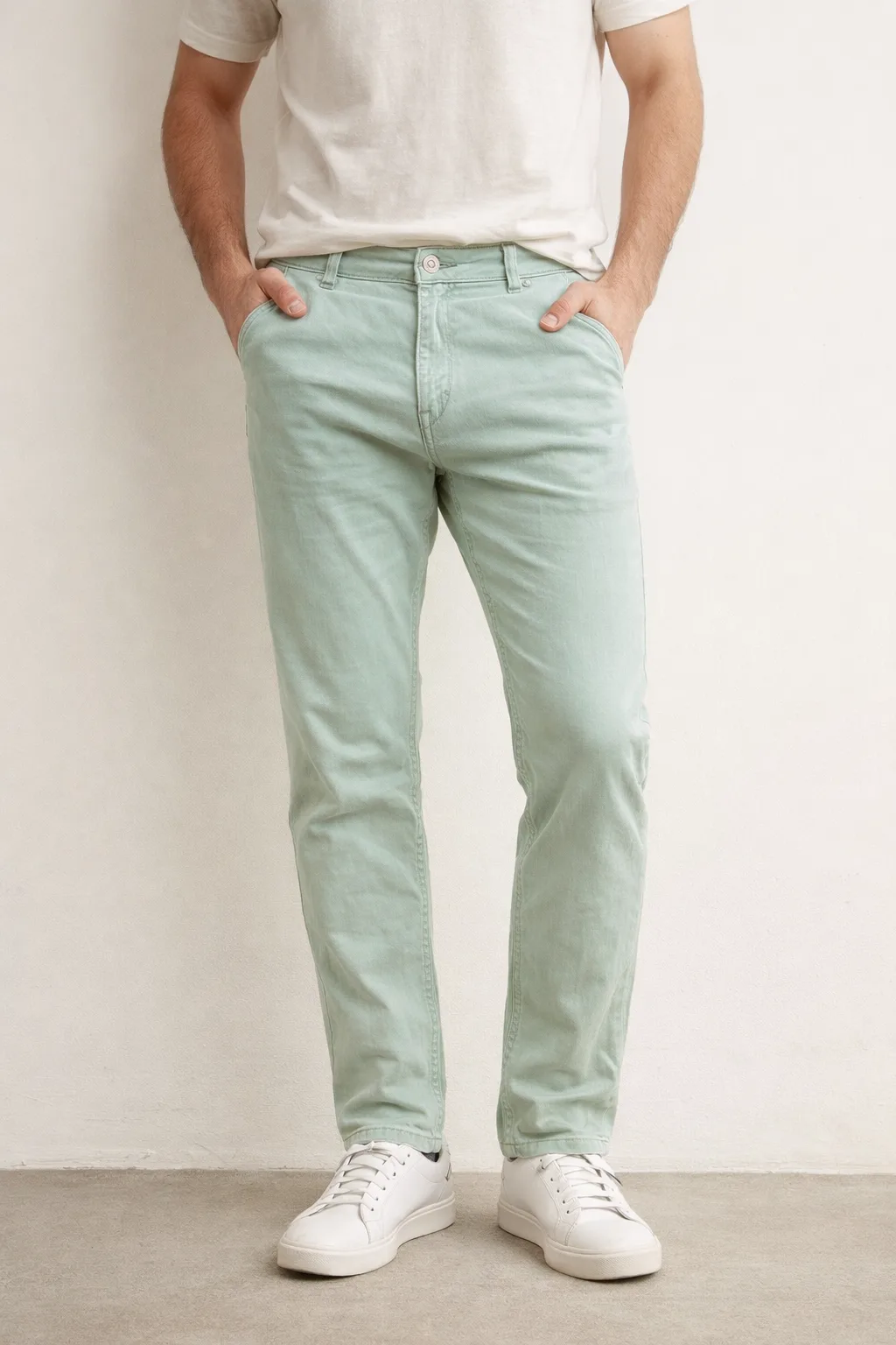 TEX Slim Fit Casual Pants | Mint Green | Waist 32 | Clean Look