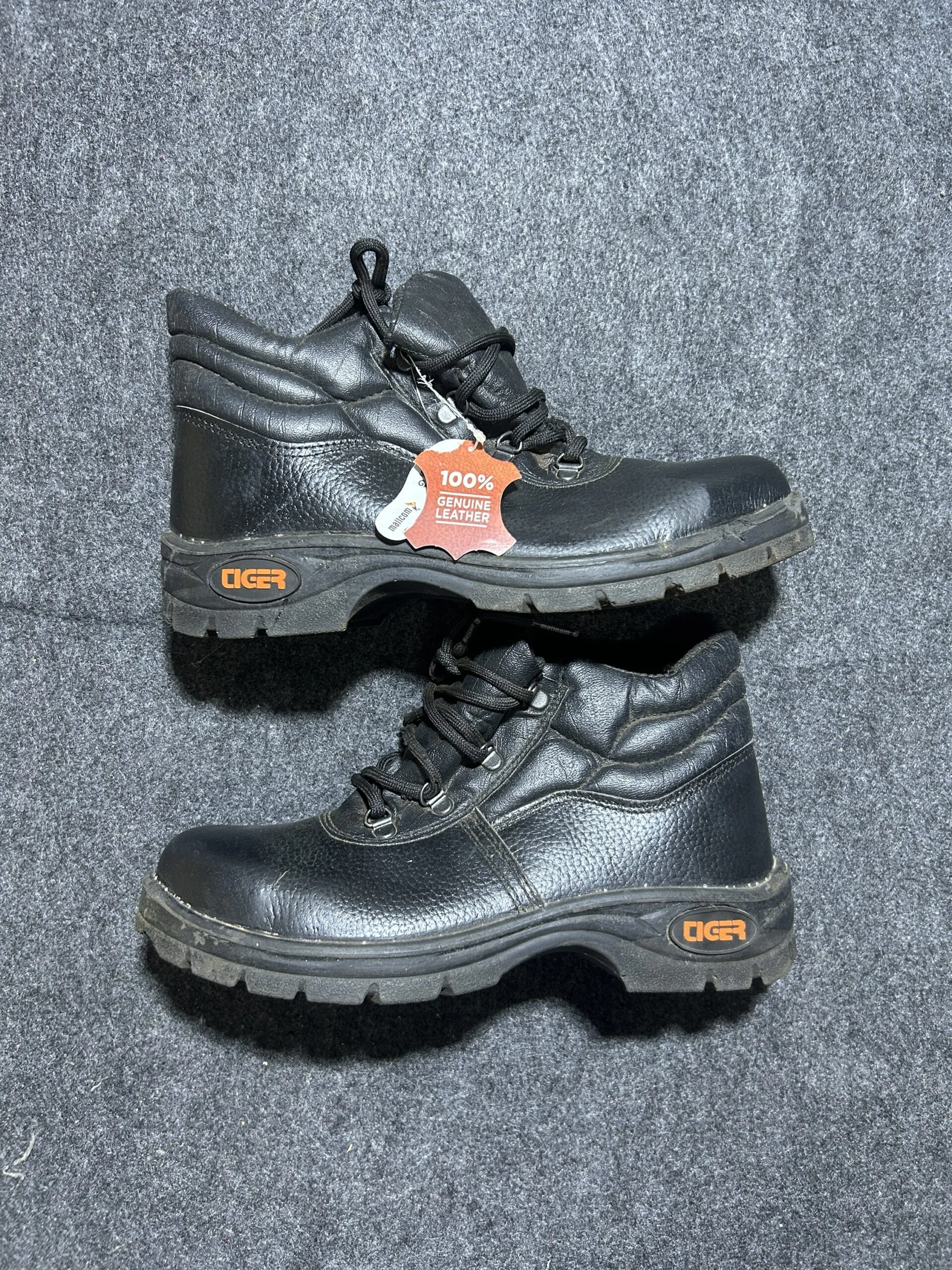 Tiger Leopard S1 Safety Boots | Genuine Leather | Steel Toe | Black | Size 9