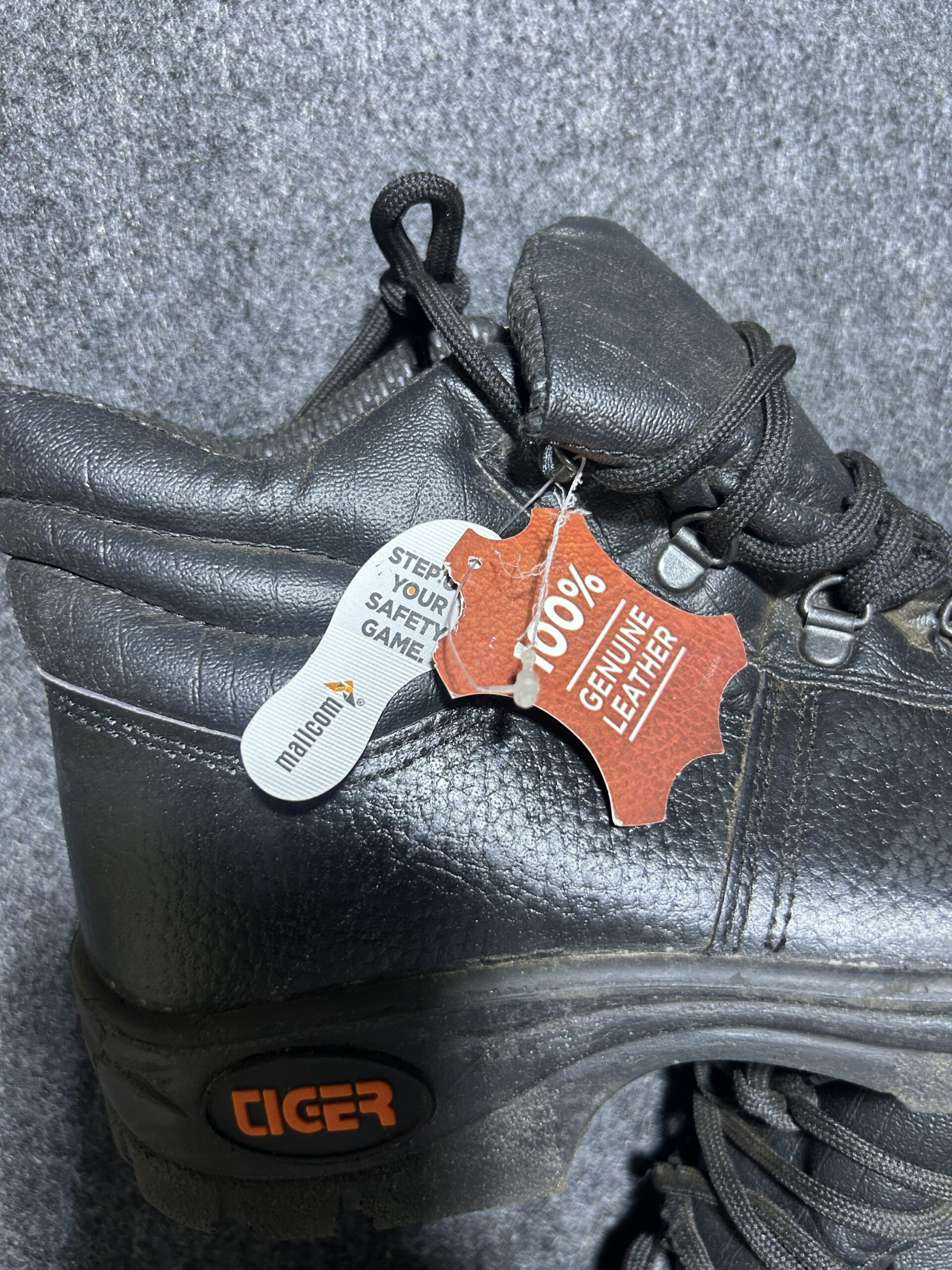 Tiger Leopard S1 Safety Boots | Genuine Leather | Steel Toe | Black | Size 9