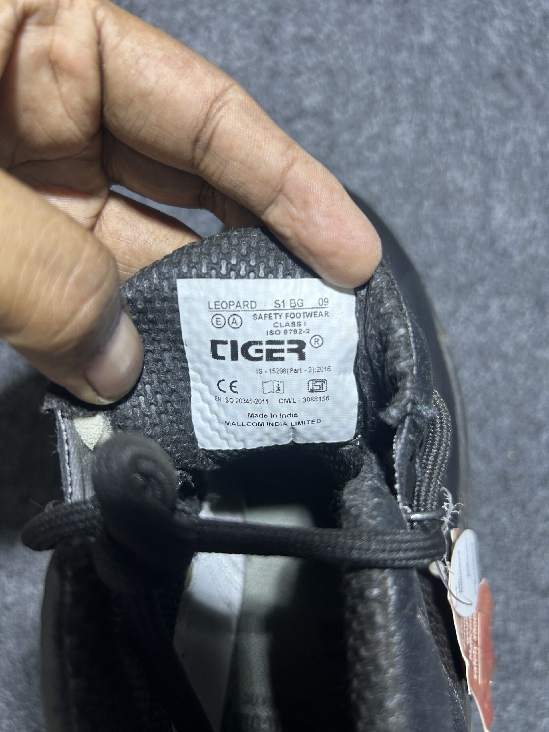 Tiger Leopard S1 Safety Boots | Genuine Leather | Steel Toe | Black | Size 9