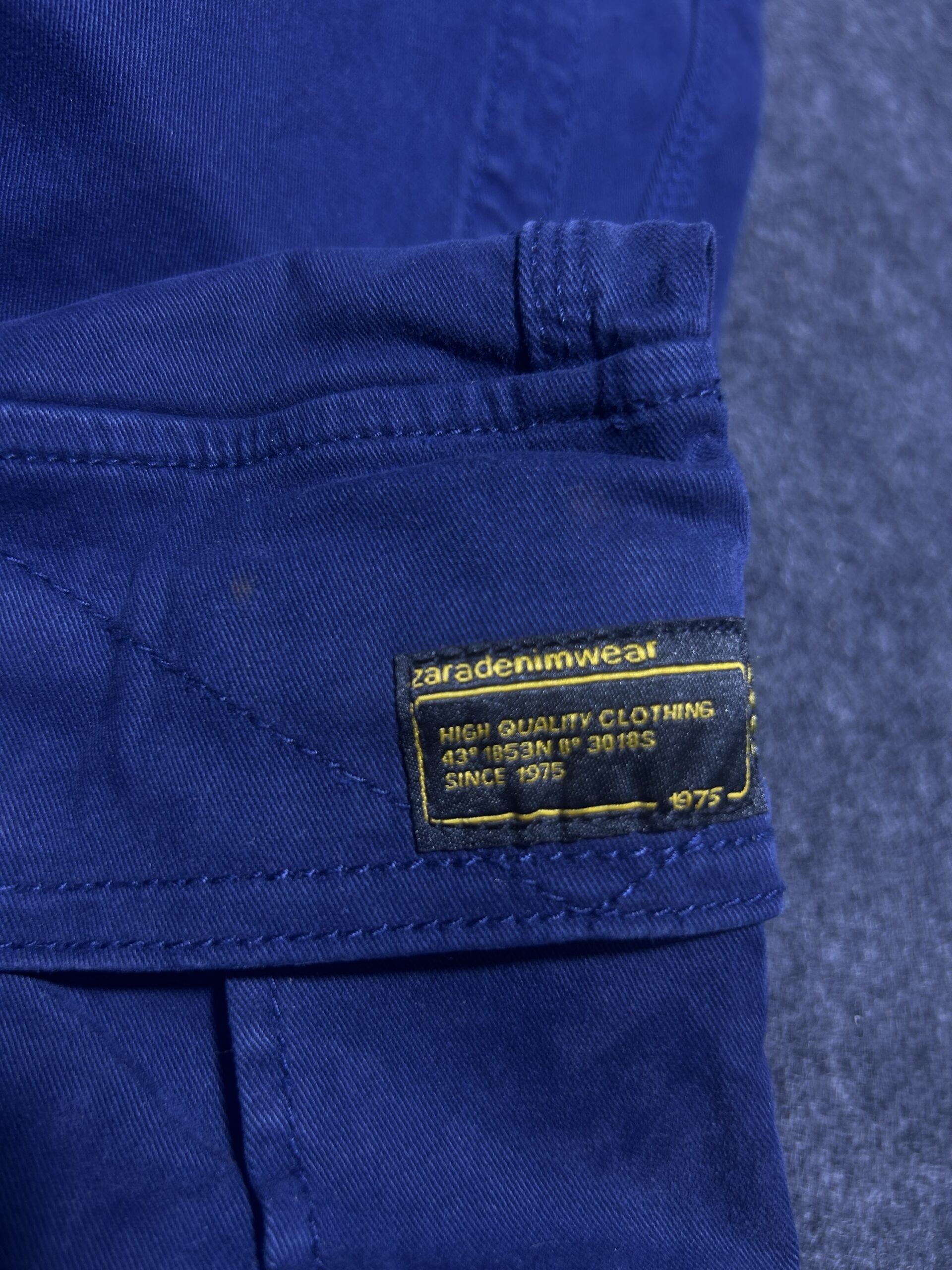 ZARA Denimwear Cargo Pants | Navy Blue | Utility Style | Straight Fit | Size 32