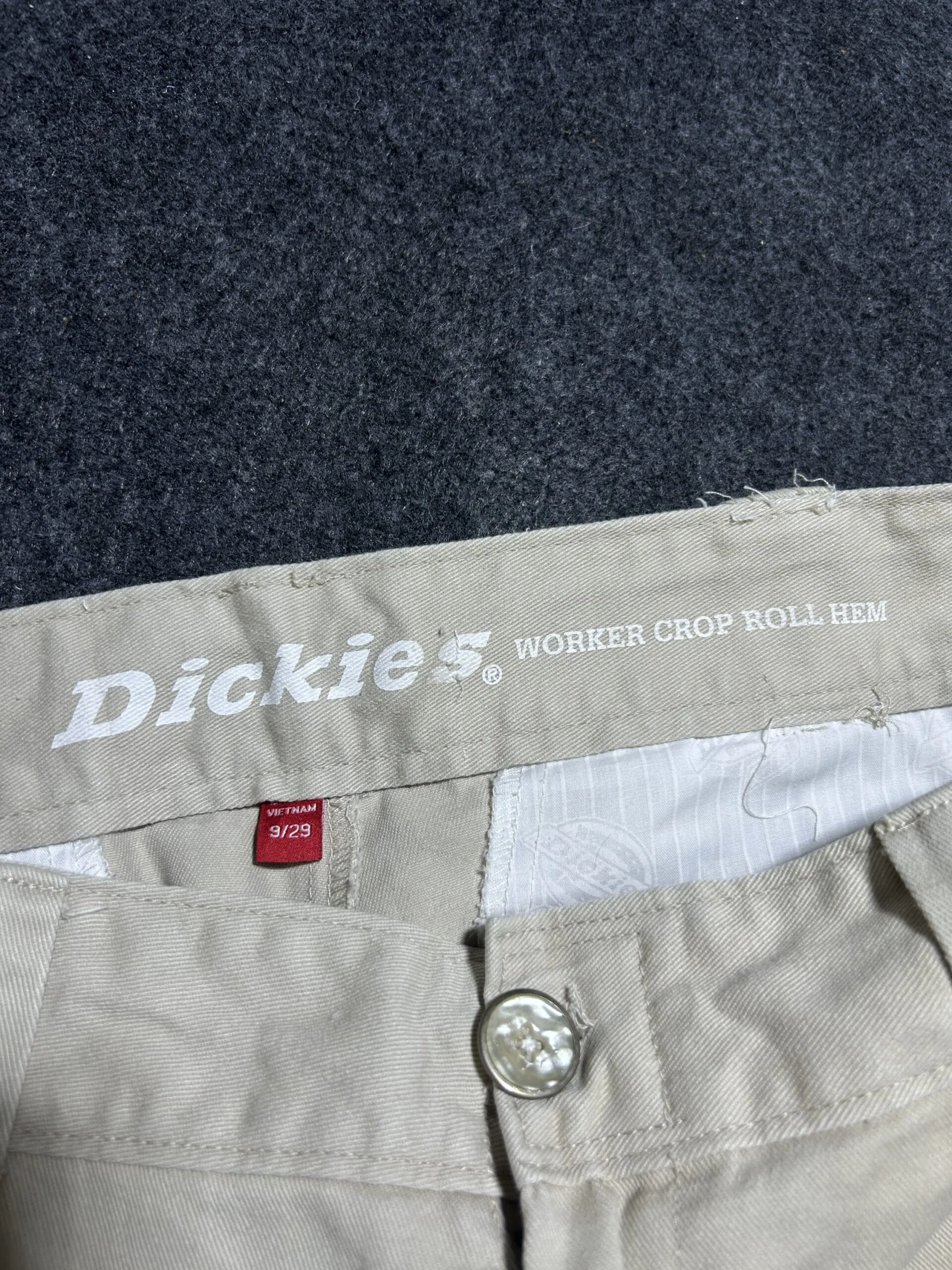 Dickies Worker Crop Roll Hem Jeans | Beige | Baggy Type | Waist 32