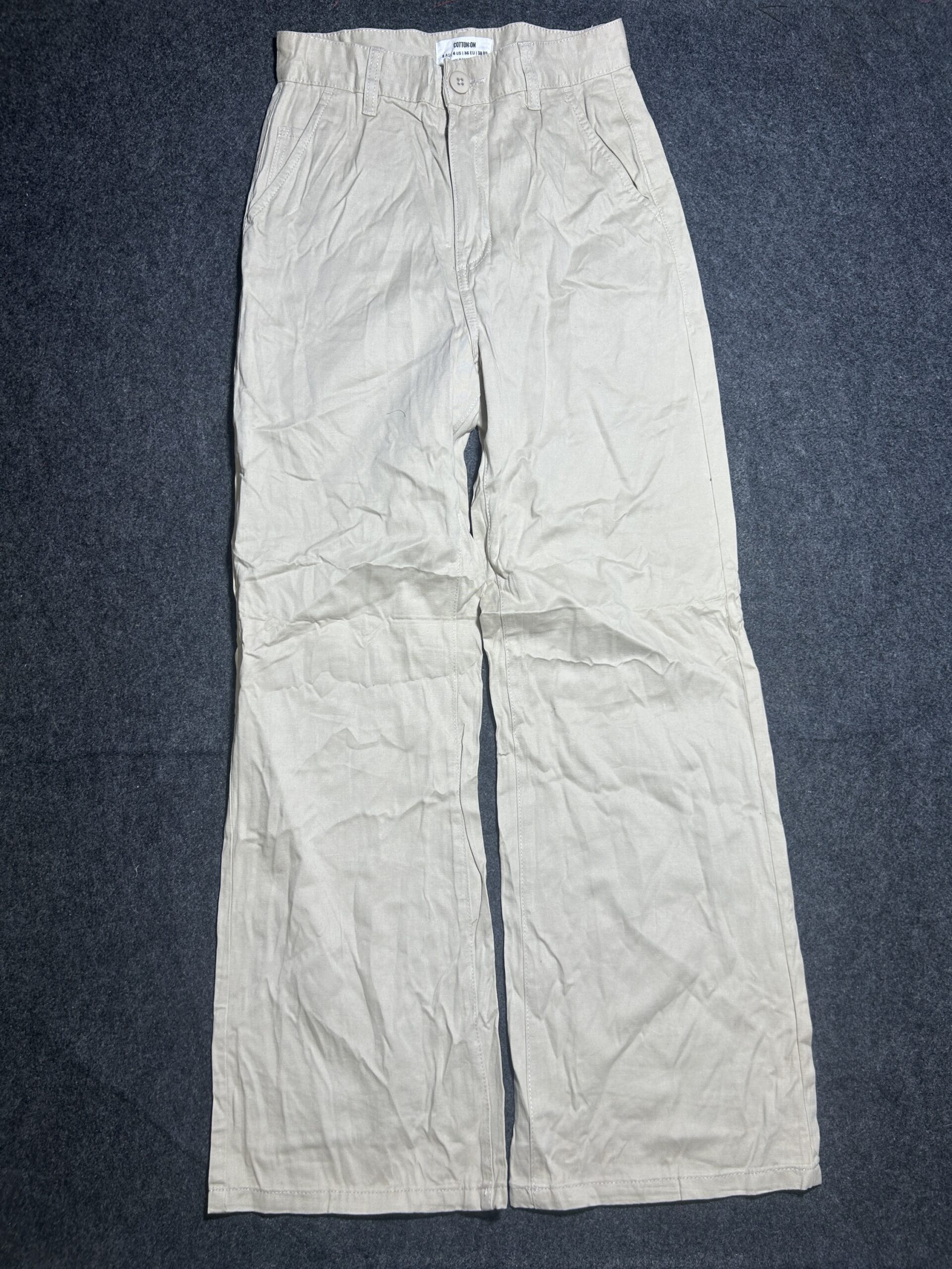 Wide Leg High Bottom Chino | Off-White Cream | Relaxed Fit | Streetwear Style | 26 | Unisex