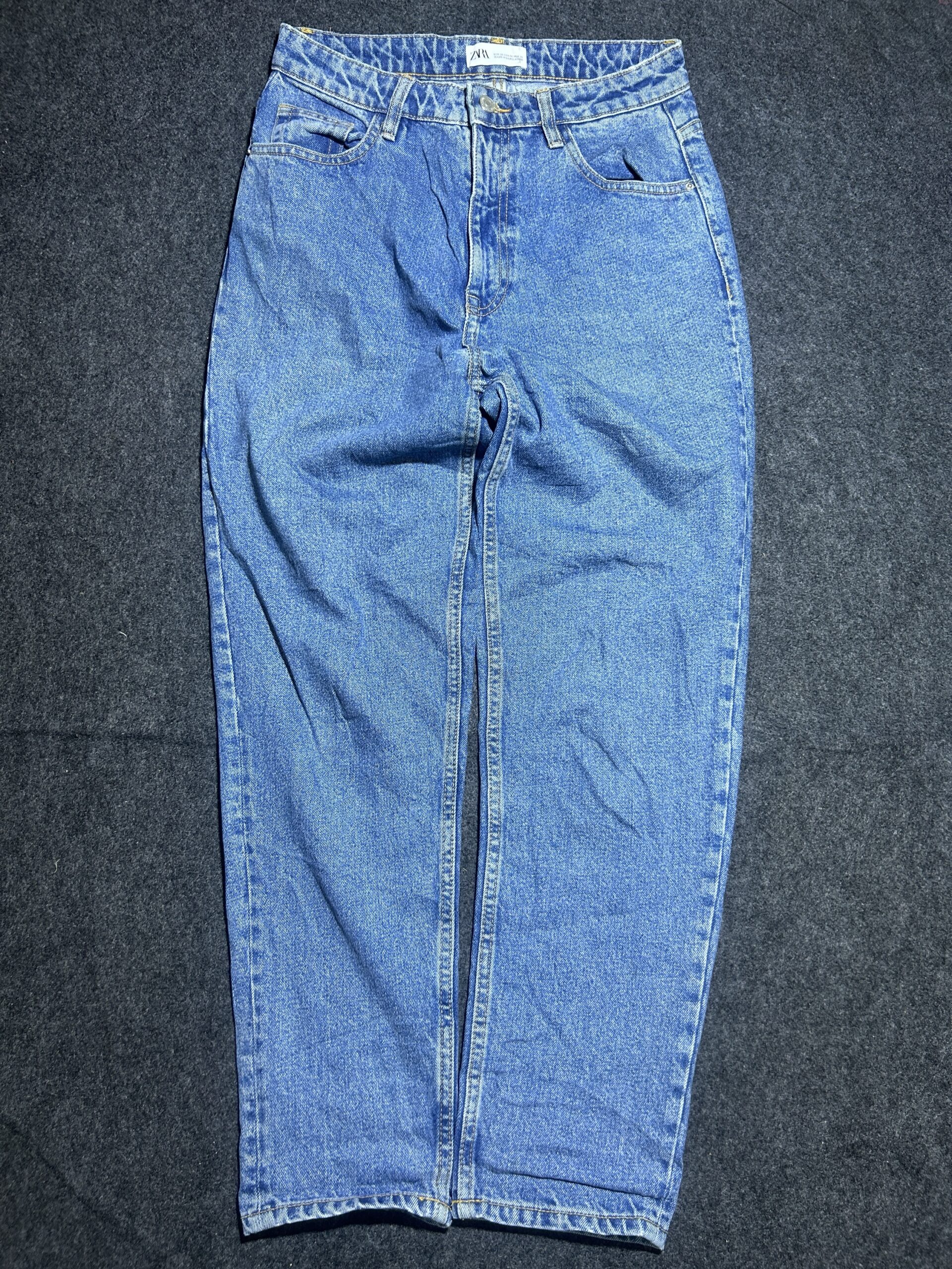 ZARA Straight Fit Blue Denim Jeans | Mid Waist | Premium Wash | Size 28 | Unisex