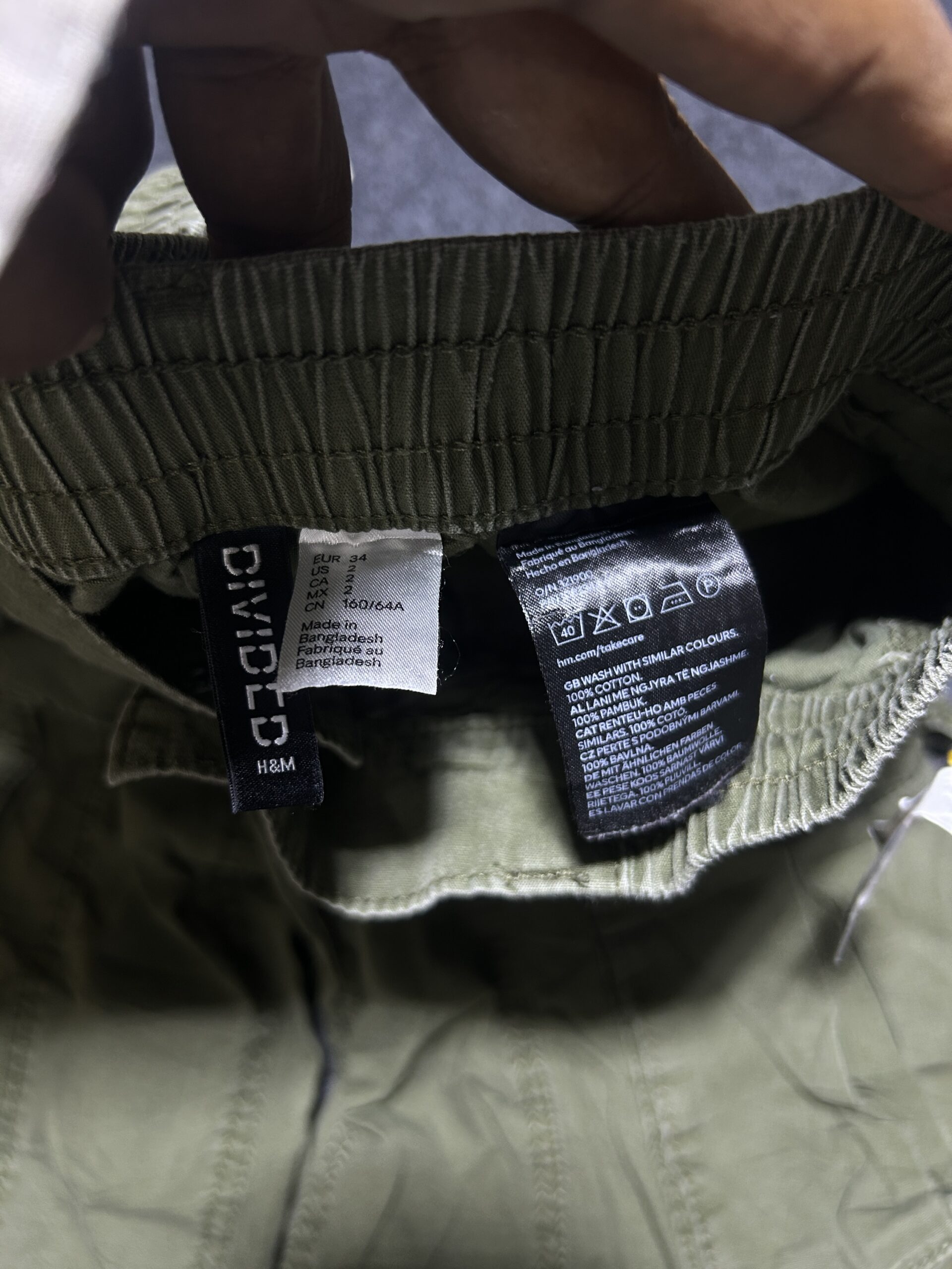 H&M Original Olive Green Cargo Pants – Multi Pocket Utility Fit (Waist 28-30 Stretch)