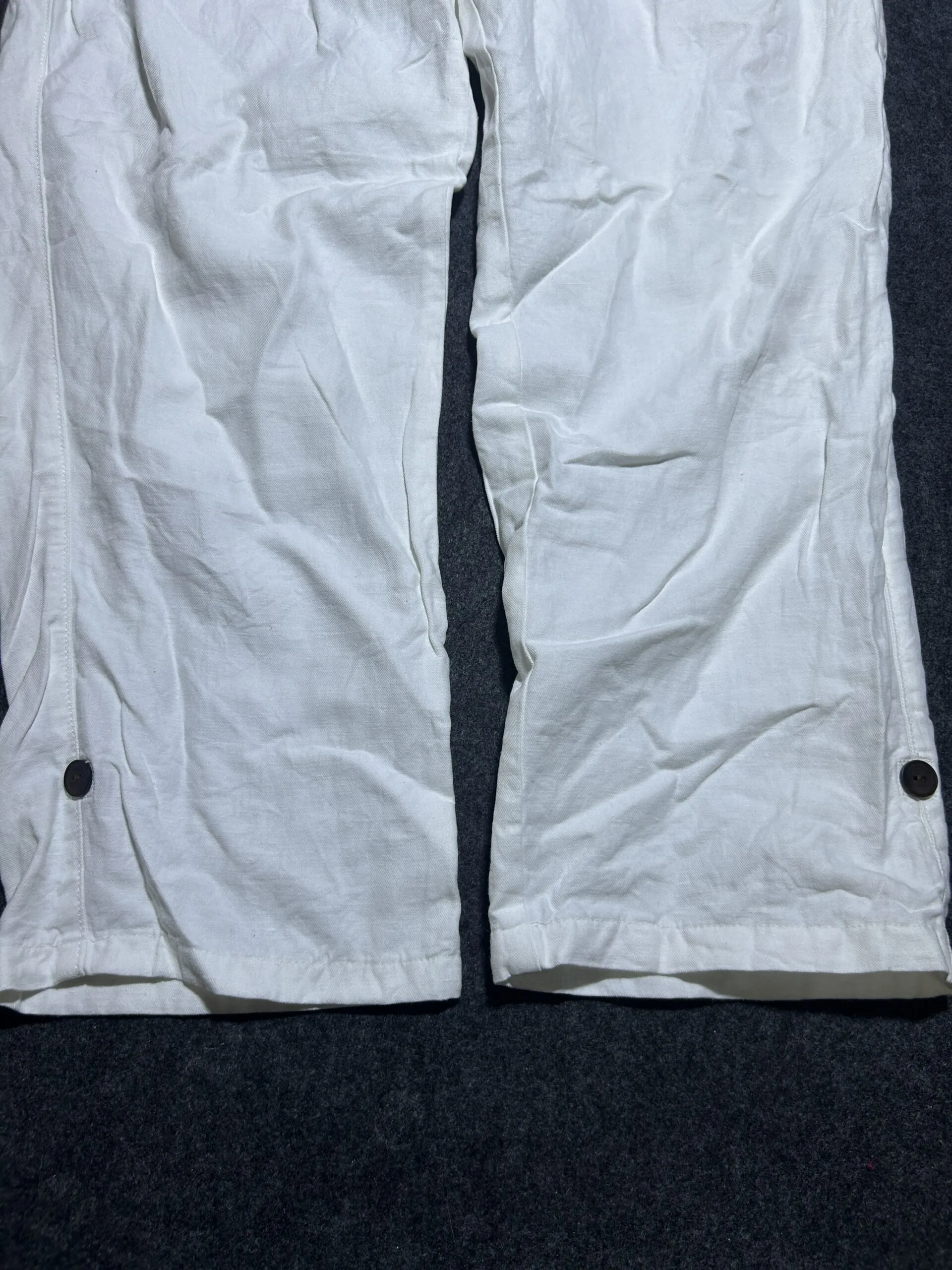Beverly Hills Polo Club White Linen Cotton Slim Fit Pants | Waist 38-40