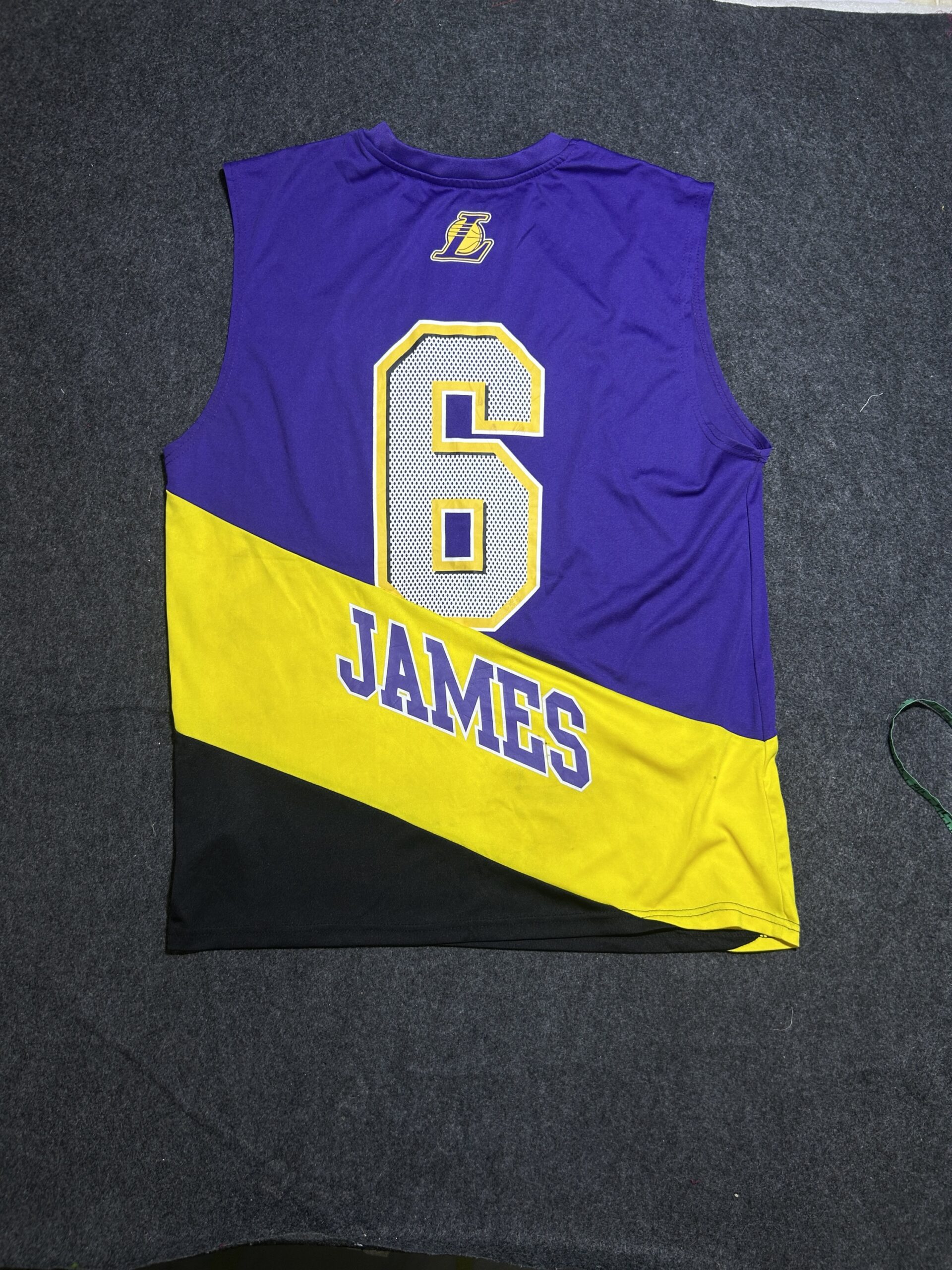 Los Angeles Lakers #6 LeBron James Sleeveless Jersey Purple/Yellow Size XL (Oversized Fit)