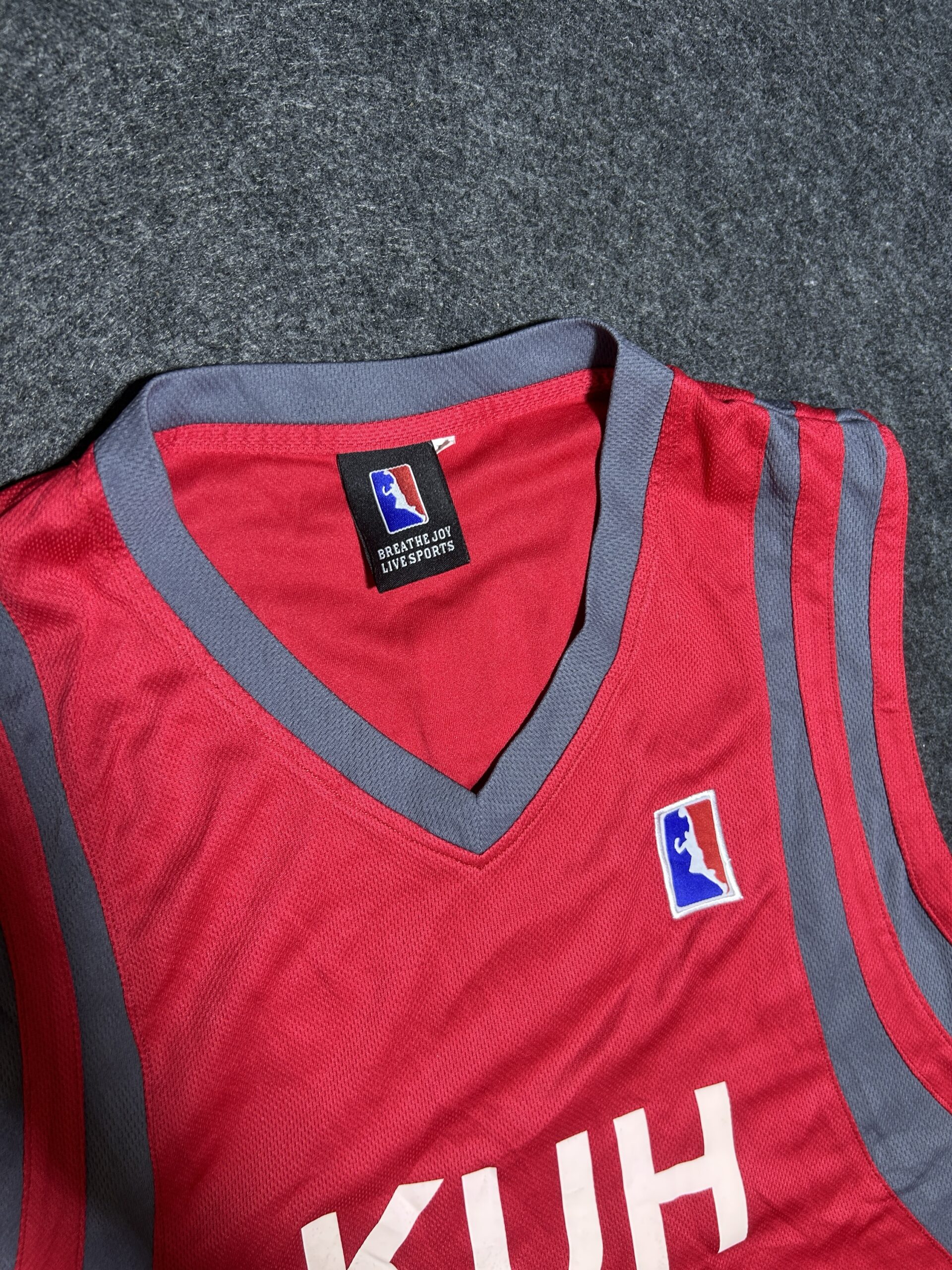 NBA KUH Basketball Jersey #23 Red/Grey Sleeveless Sports Jersey (Oversized Fit)
