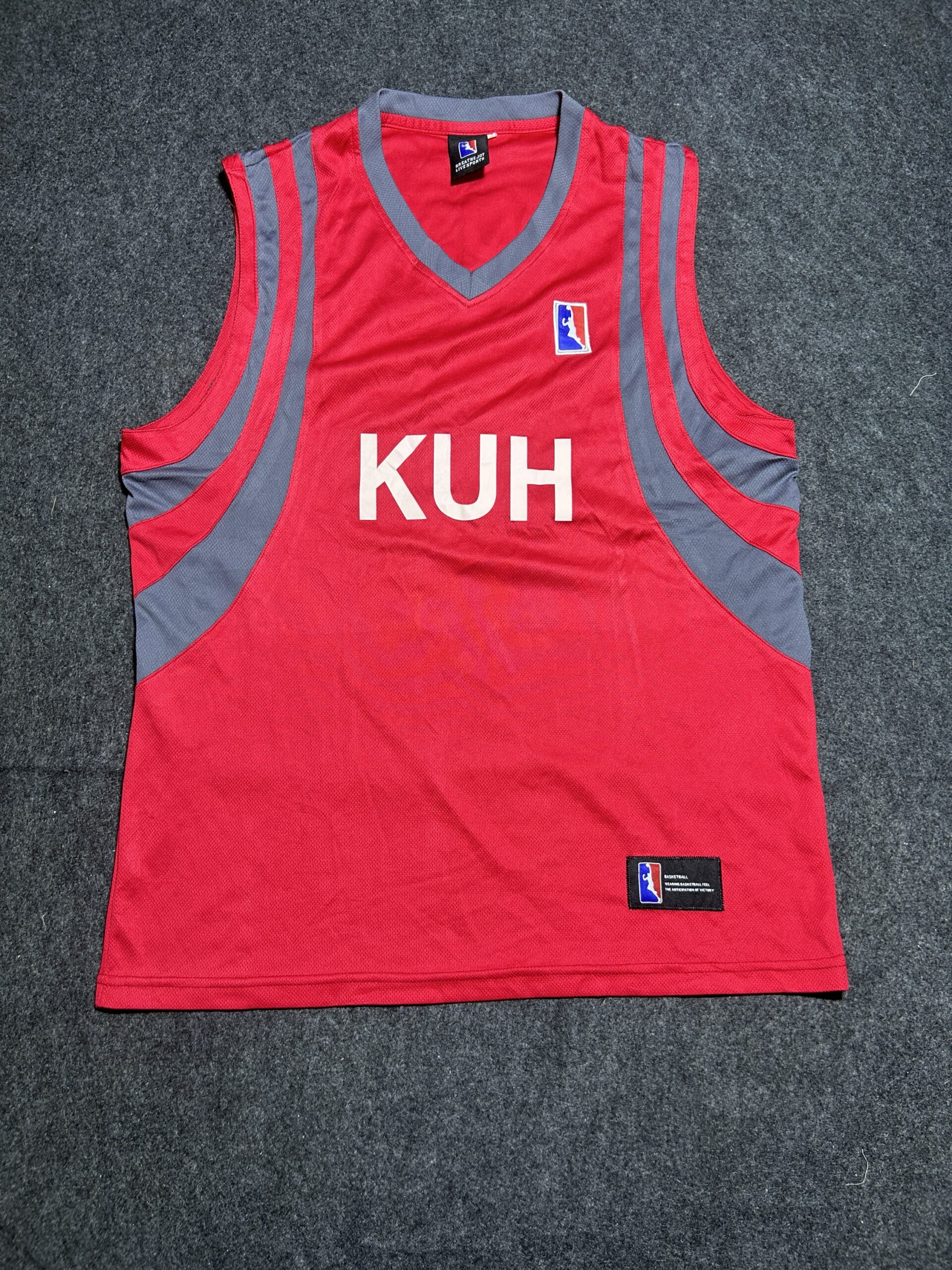 NBA KUH Basketball Jersey #23 Red/Grey Sleeveless Sports Jersey (Oversized Fit)