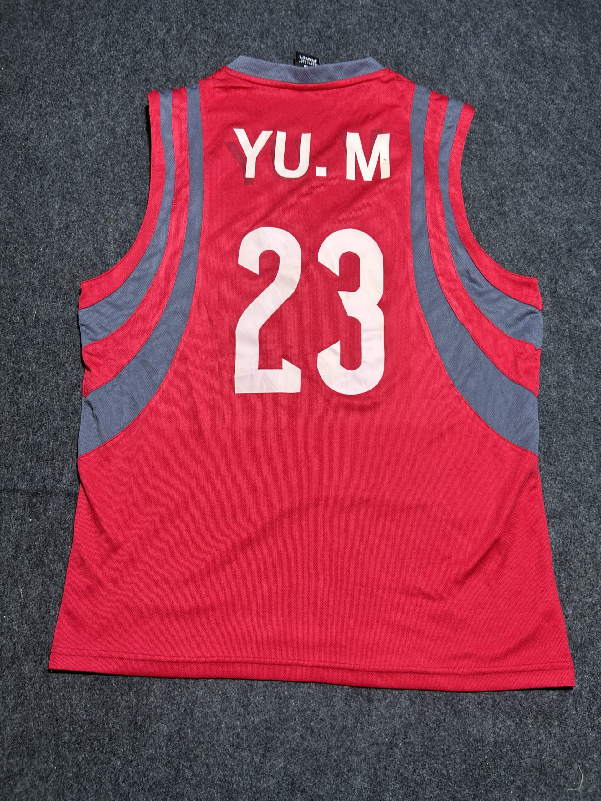 NBA KUH Basketball Jersey #23 Red/Grey Sleeveless Sports Jersey (Oversized Fit)