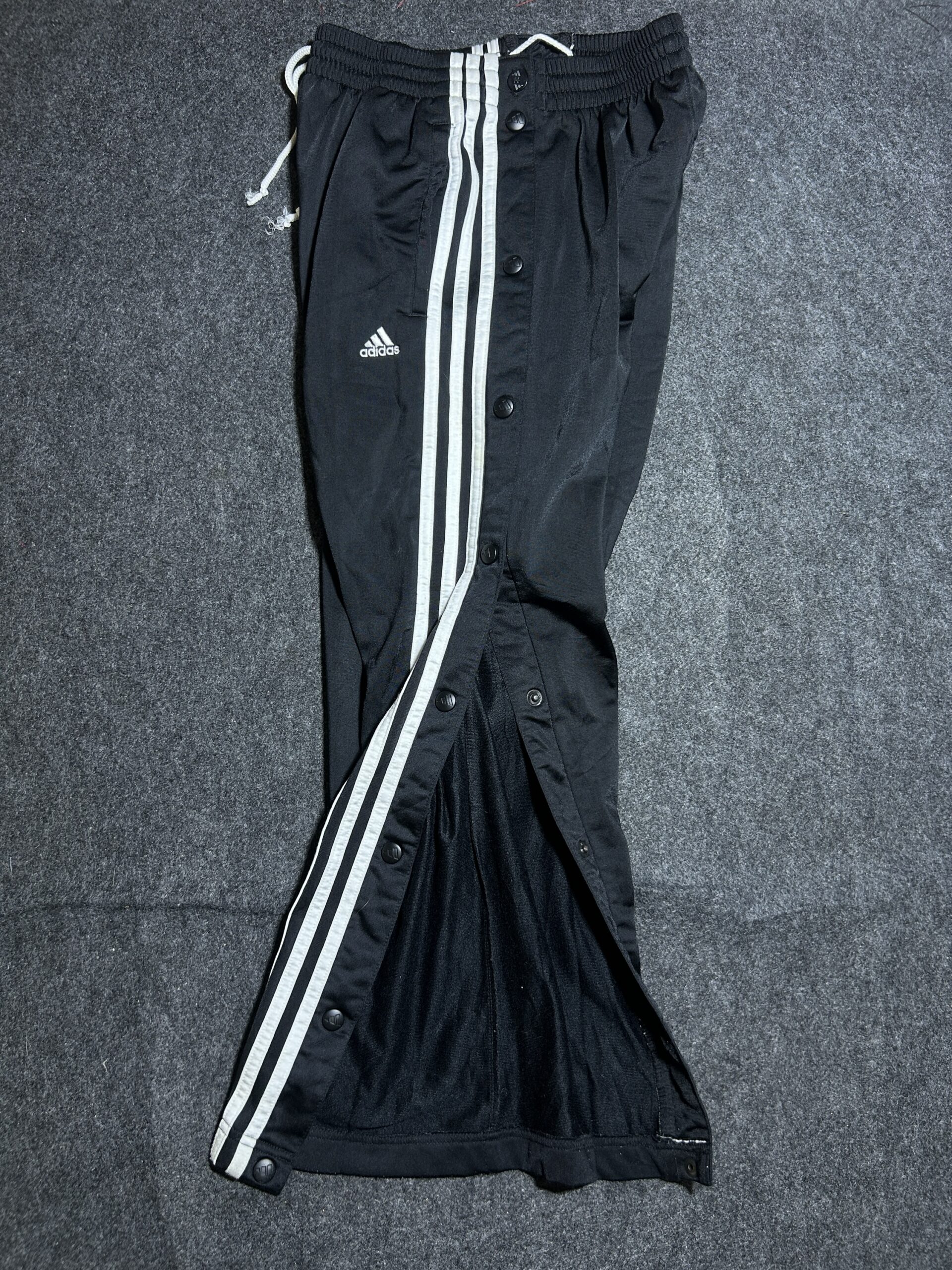 Adidas Snap Button Track Pants Black | Side Stripe | Size 24-26
