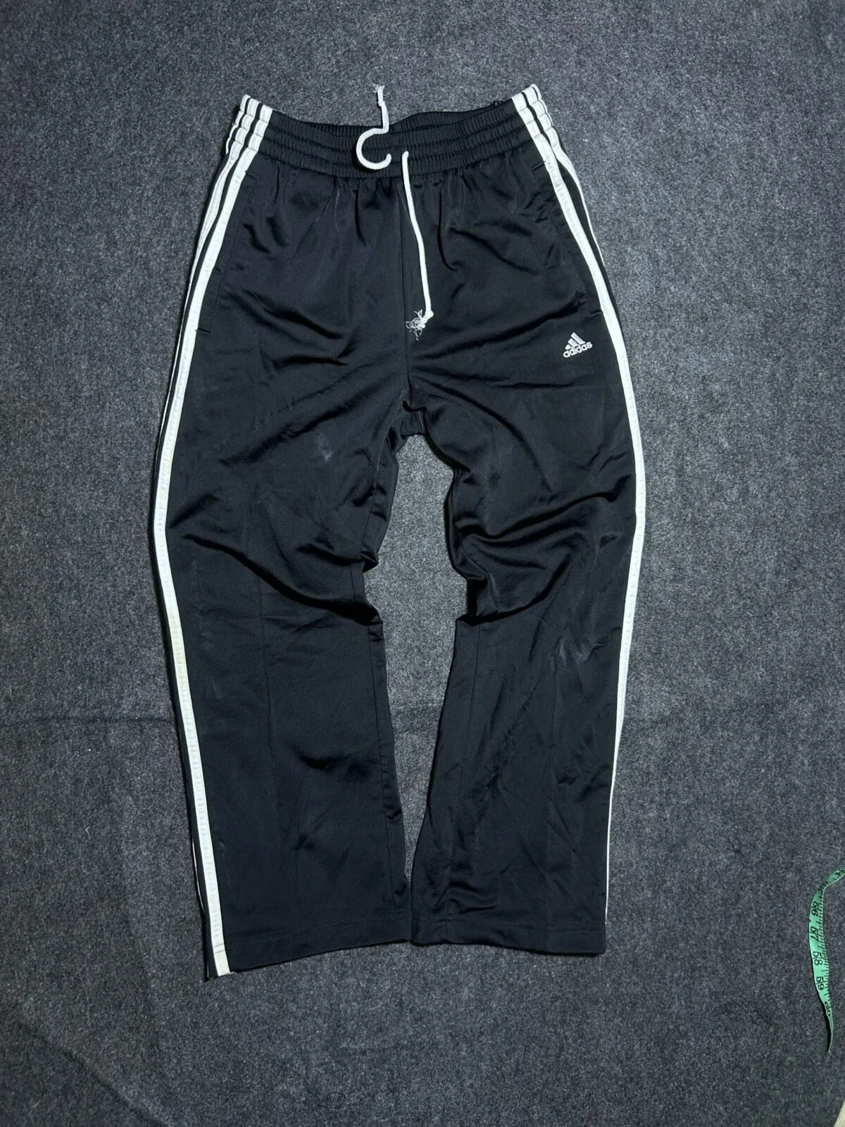 Adidas Snap Button Track Pants Black | Side Stripe | Size 24-26