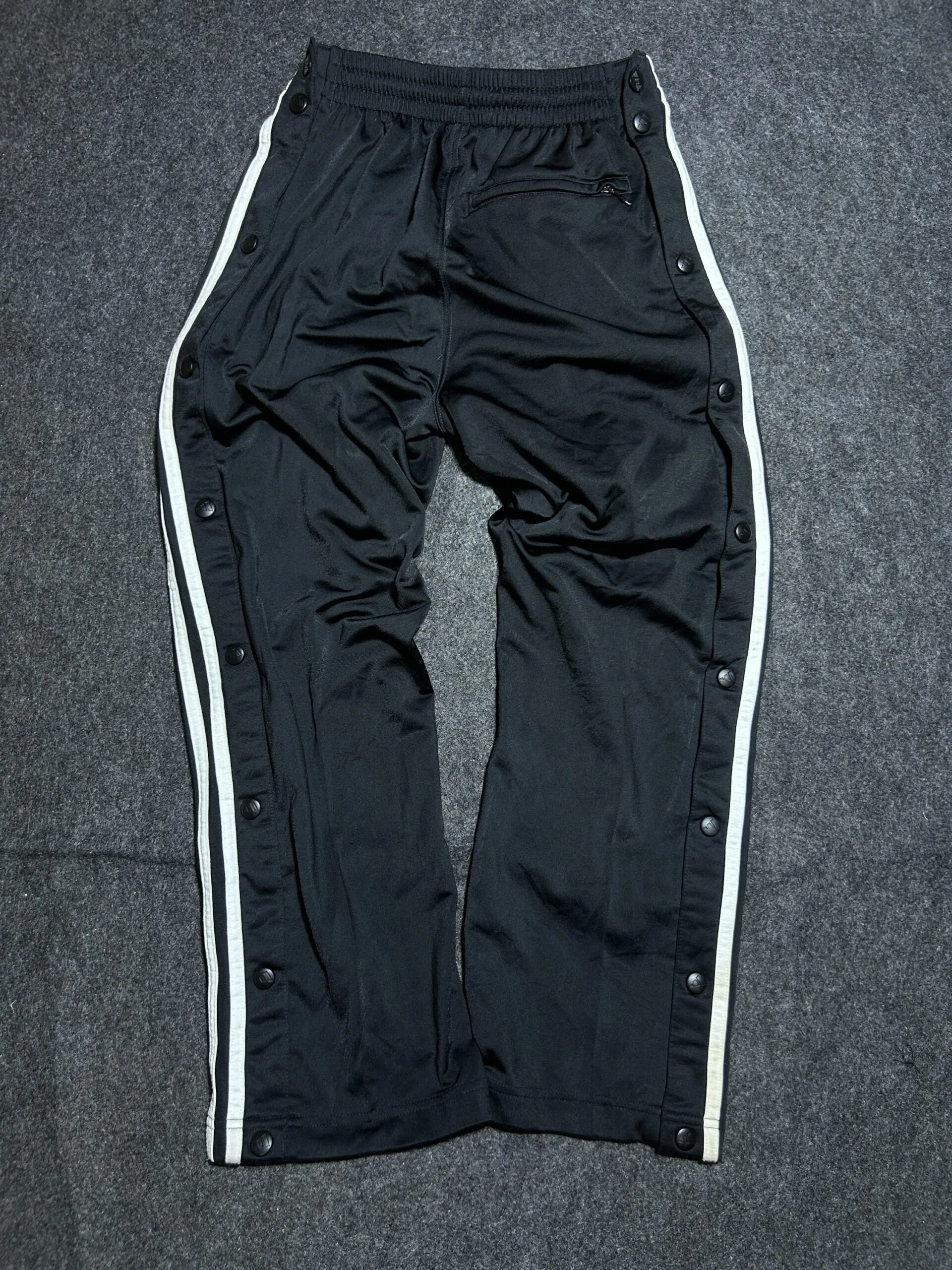Adidas Snap Button Track Pants Black | Side Stripe | Size 24-26