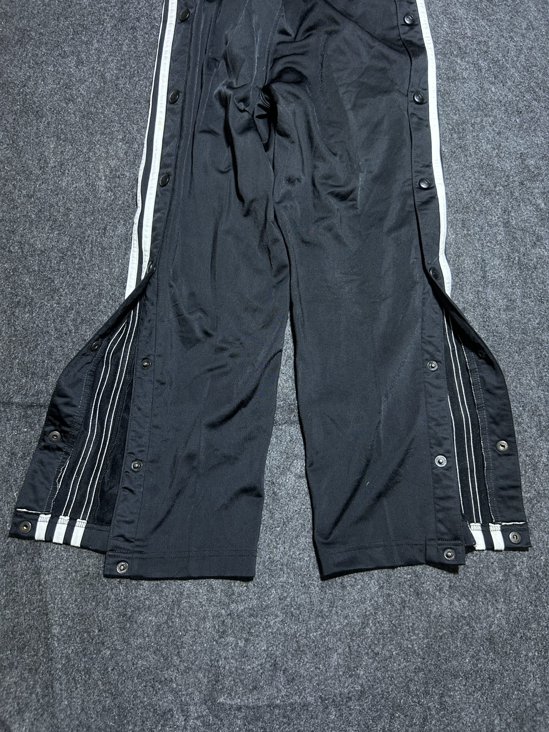 Adidas Snap Button Track Pants Black | Side Stripe | Size 24-26