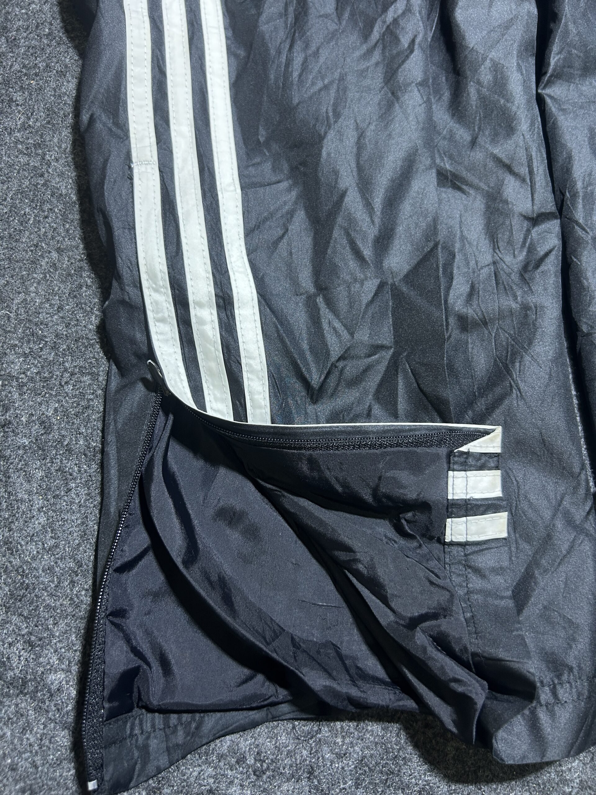 Adidas ClimaShell Windbreaker Track Pant Black | Baggy | 3-Stripes | Zip Hem | Size 30-36