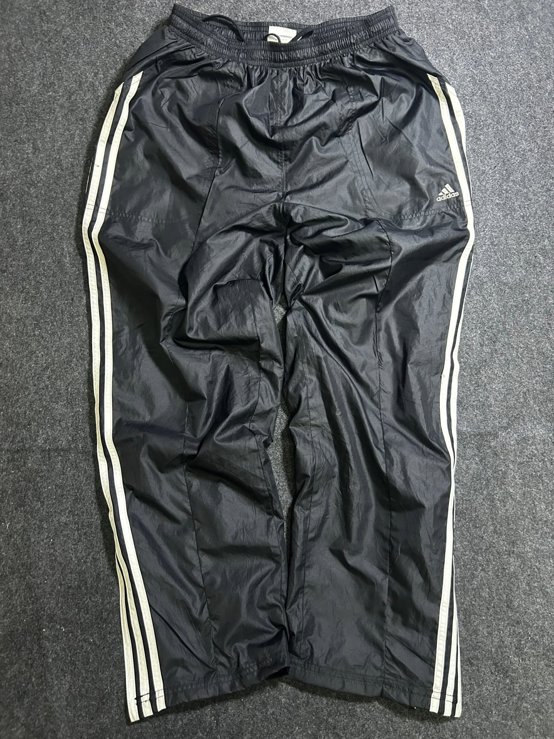 Adidas ClimaShell Windbreaker Track Pant Black | Baggy | 3-Stripes | Zip Hem | Size 30-36