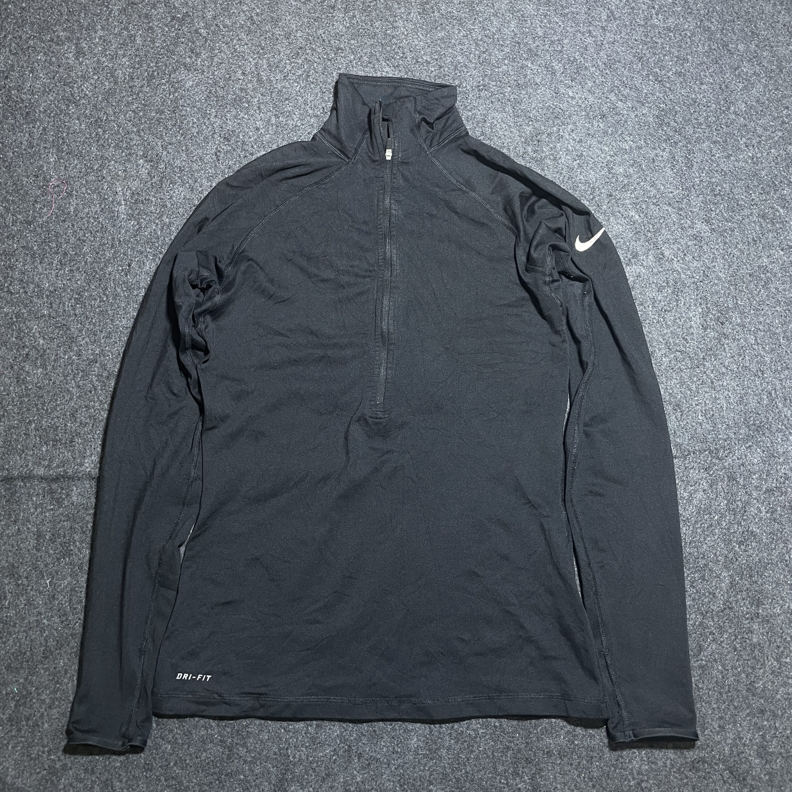 Nike Pro Dri Fit Original Body Fitted Half zip Up Tshirt Black Small