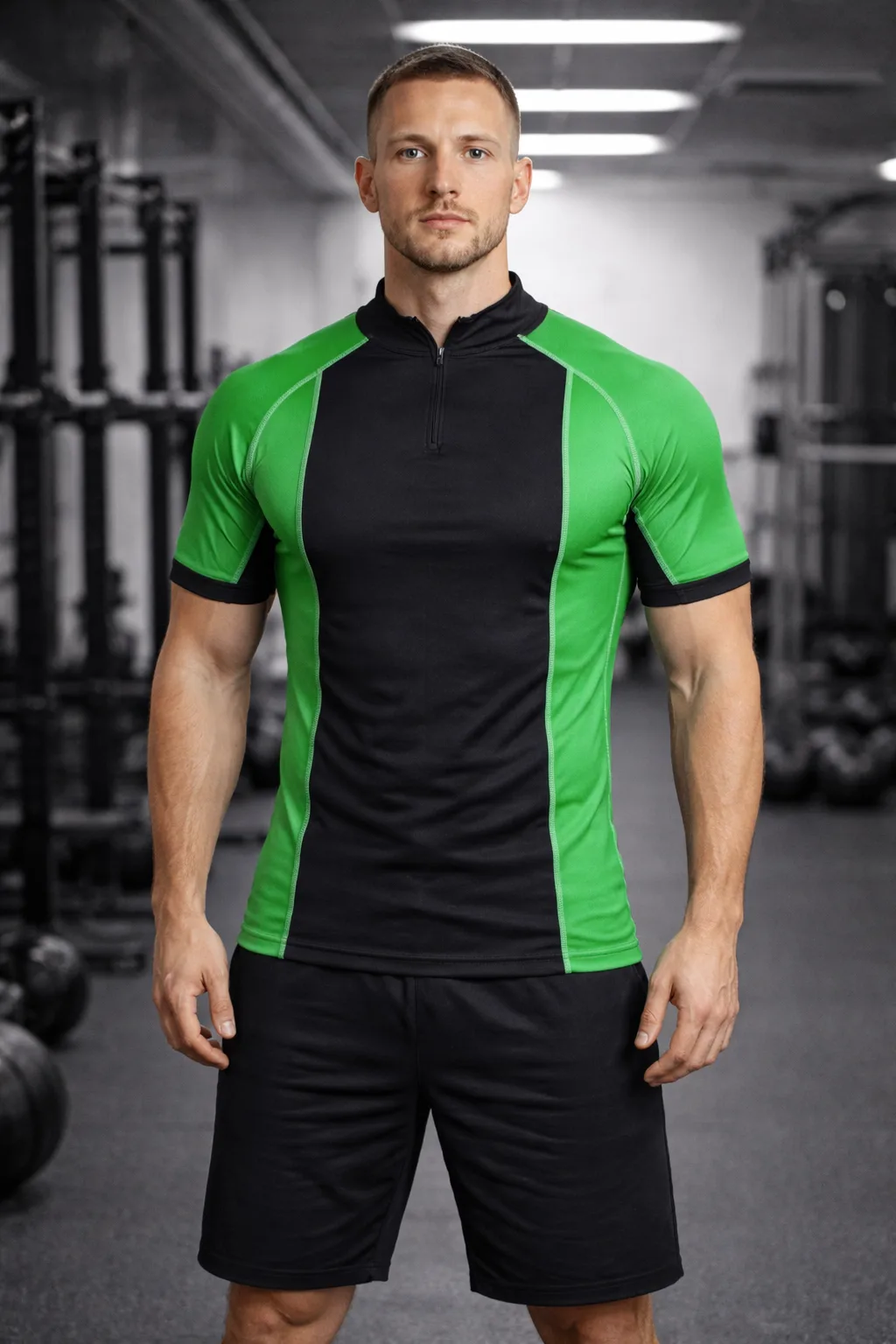 P&T Body Fitted TShirt Black Green Small