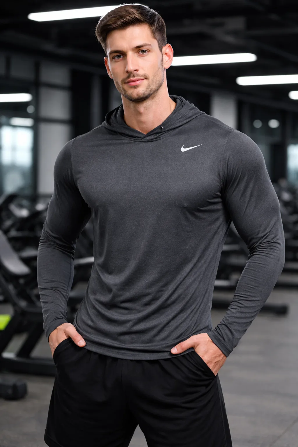 Nike Original Dri Fit Hooded Training Tshirt Black L