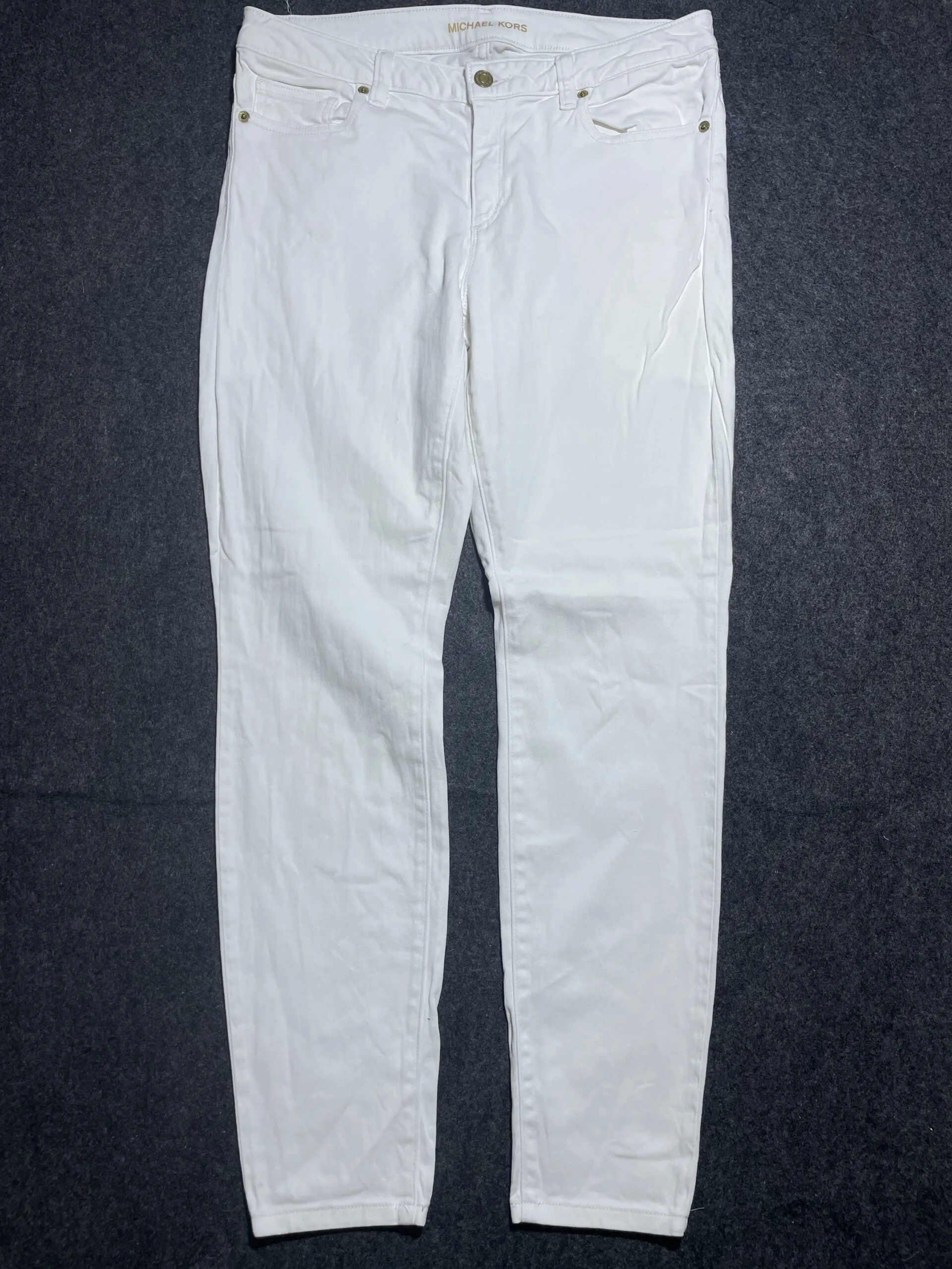 Michael Kors Izzy Skinny White Denim jeans Premium Stretch 32