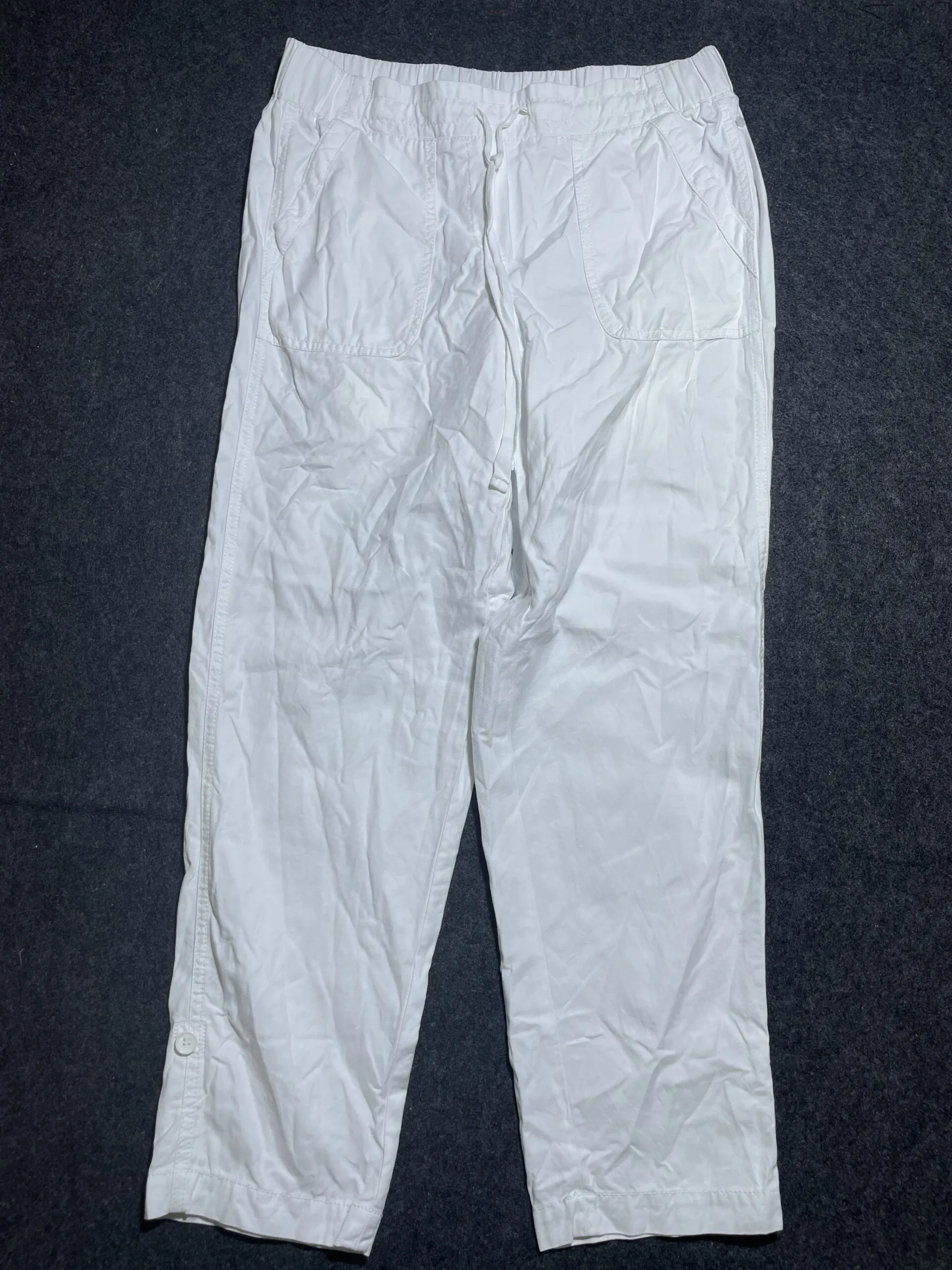 Talbots White Drawstring Relaxed Fit Casual Trouser M