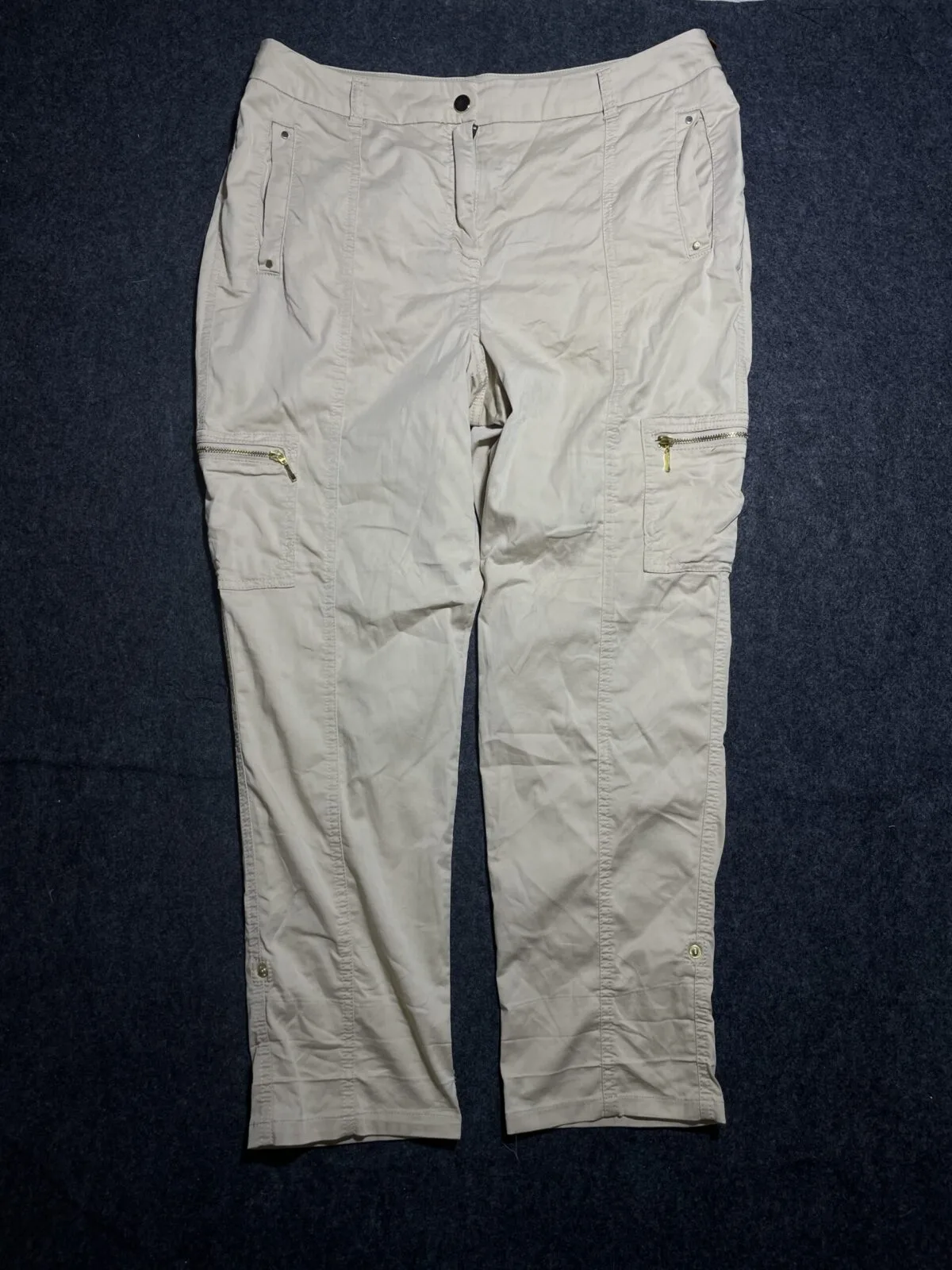 Chico’s Beige Cargo Pants – Utility Style Stretch Trousers L