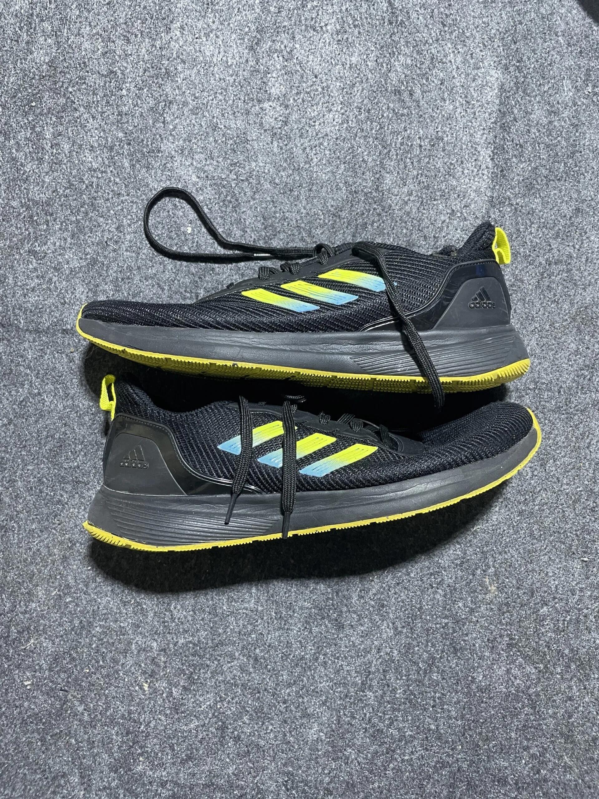 Adidas Black & Neon Running Shoes | Lightweight Sports Sneakers | Size UK 10