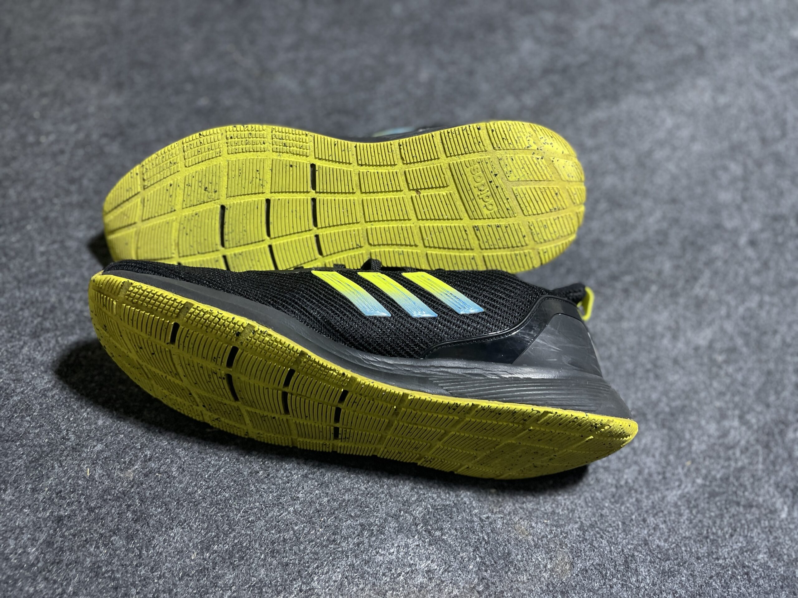 Adidas Black & Neon Running Shoes | Lightweight Sports Sneakers | Size UK 10