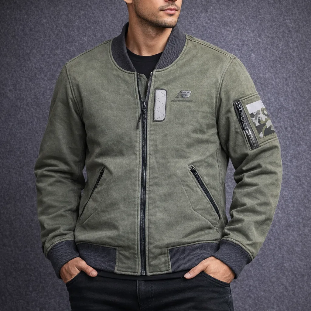 New Balance Olive Green Bomber Jacket for Men | L