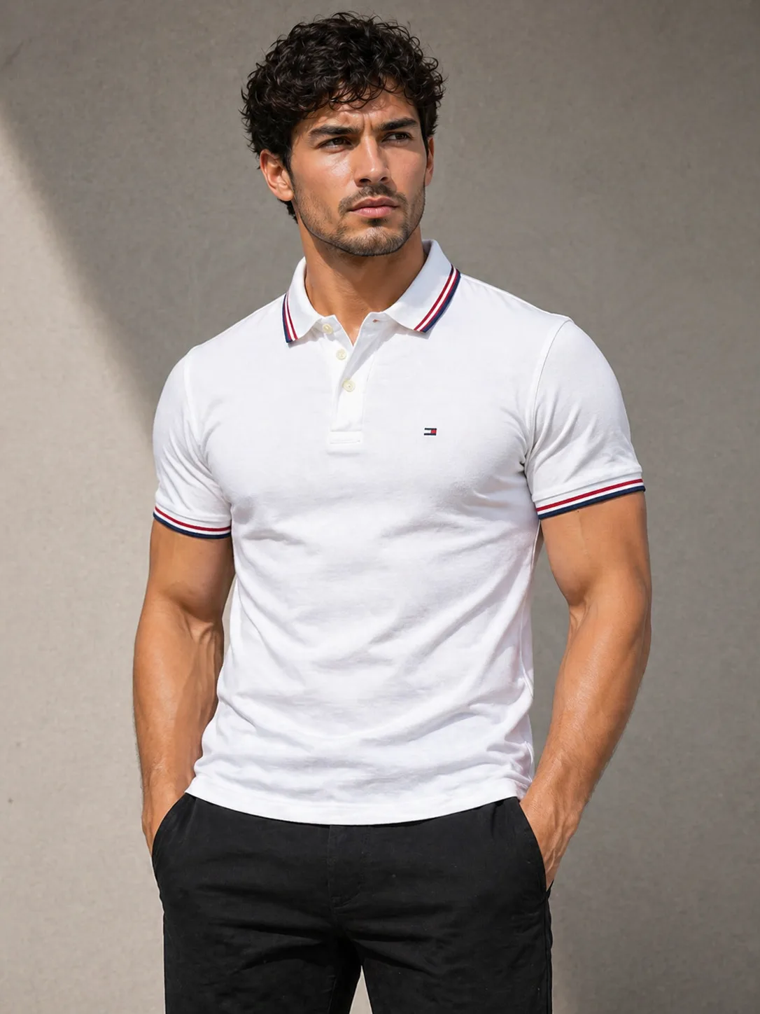 Tommy Hilfiger Classic White Polo T-Shirt | M | Premium Cotton