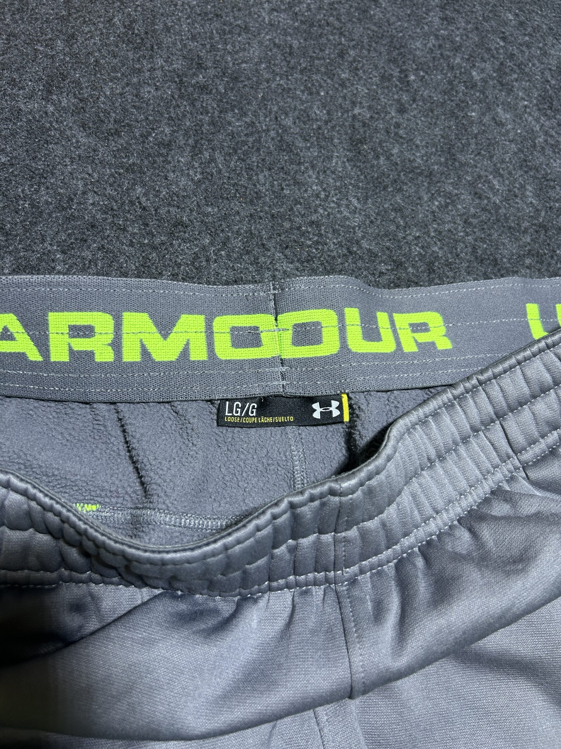 Under Armour Track Pants Grey/Neon | Loose Fit Performance | 34-38