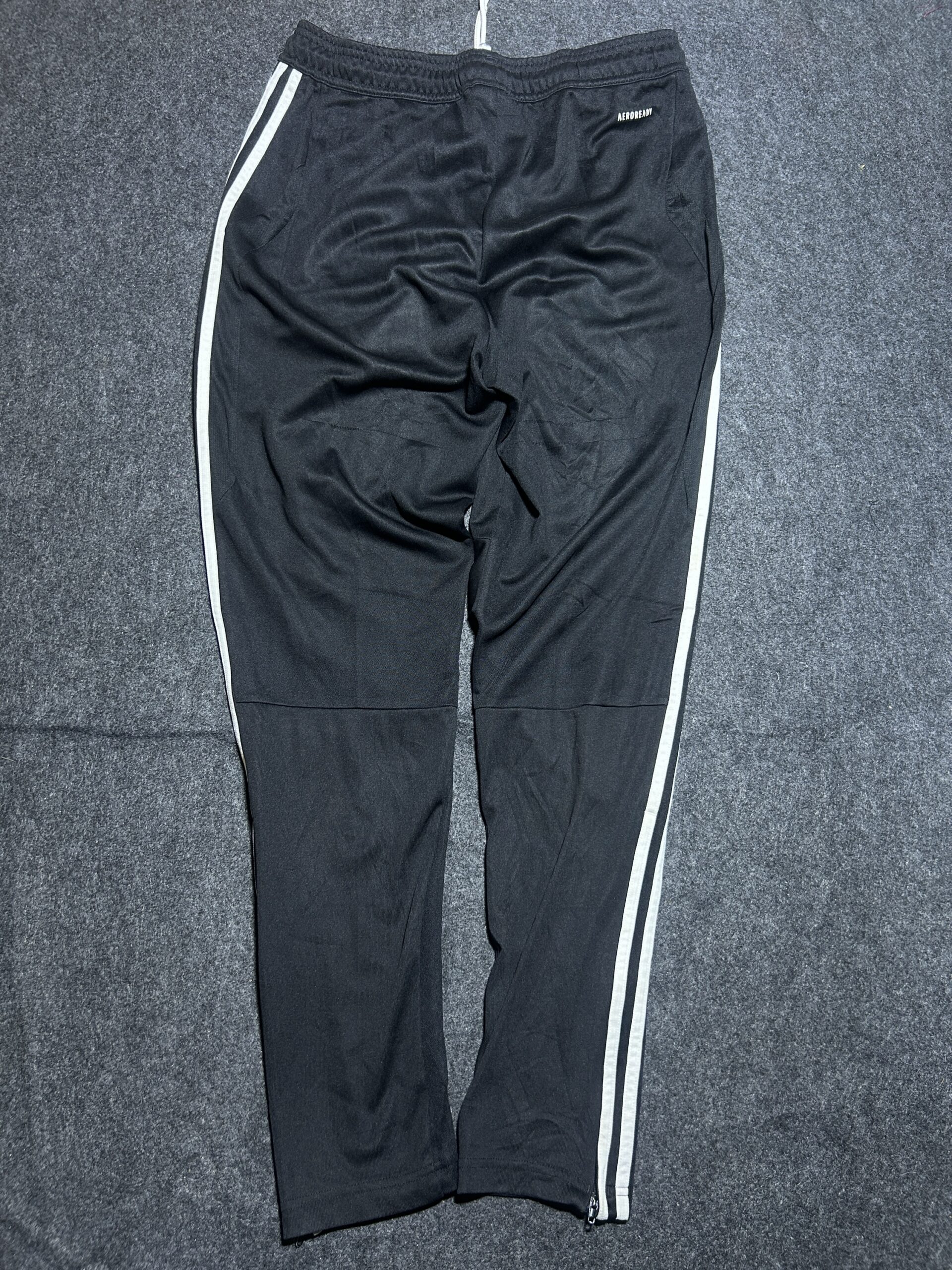 Adidas Black 3-Stripes AEROREADY Track Pants with Ankle Zip | 30-32