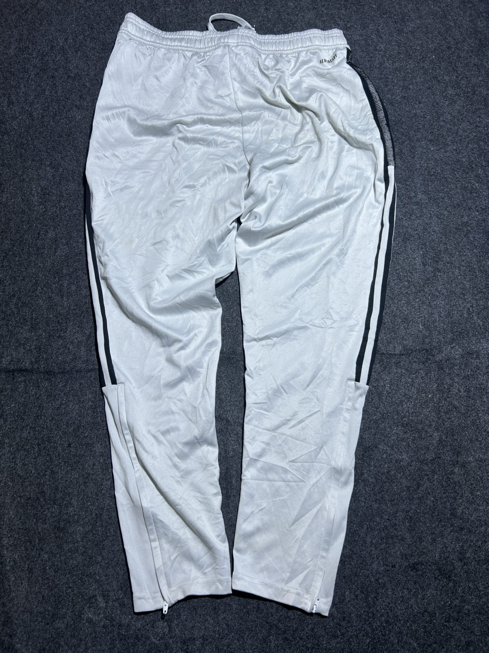 Adidas Original Aeroready 3 Strips Track Pant | Off White | 32-34 | Ankle Zip