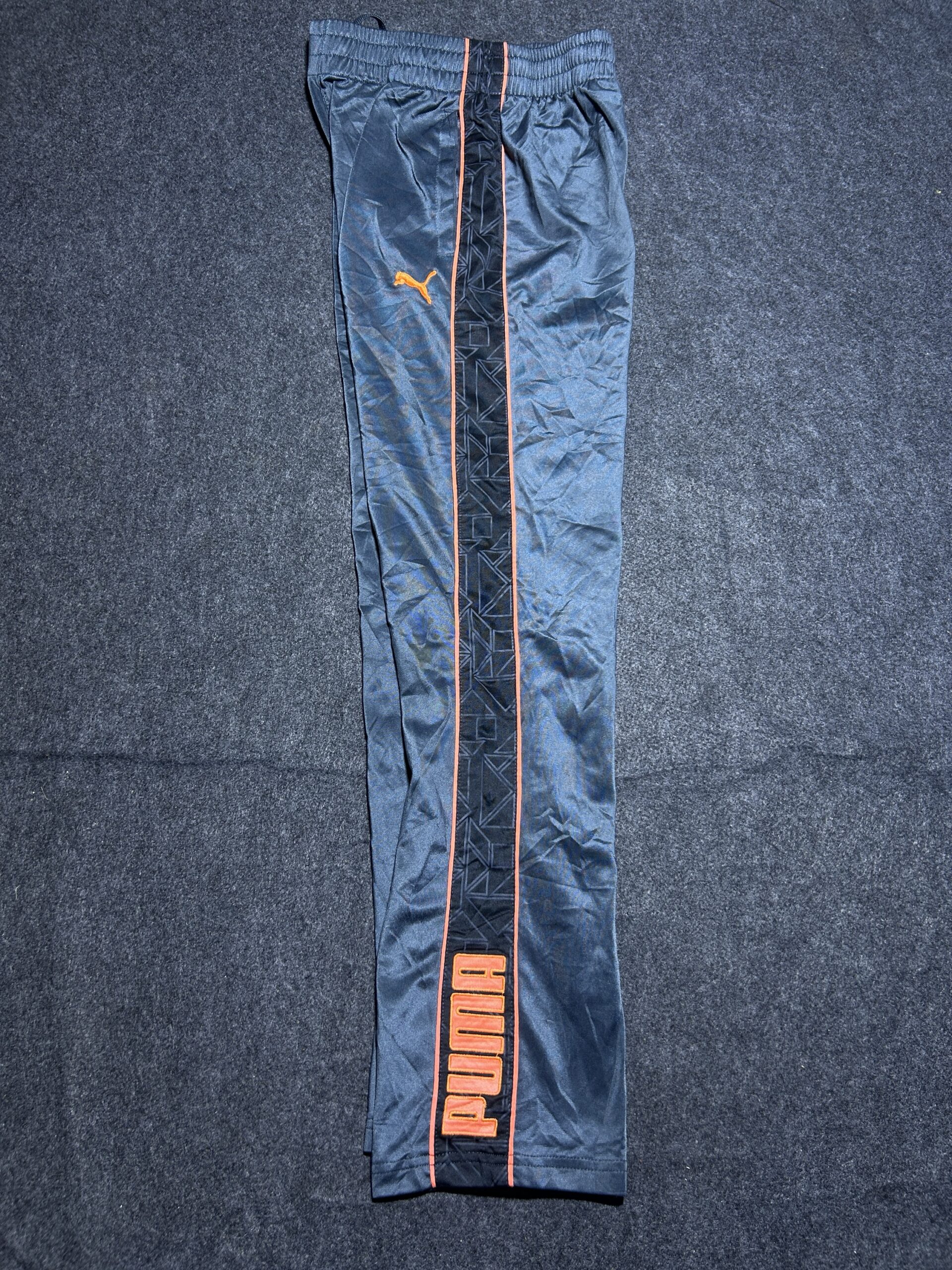 Puma Track Pants Charcoal Grey & Orange Side Stripe | Athletic Fit | 22-26