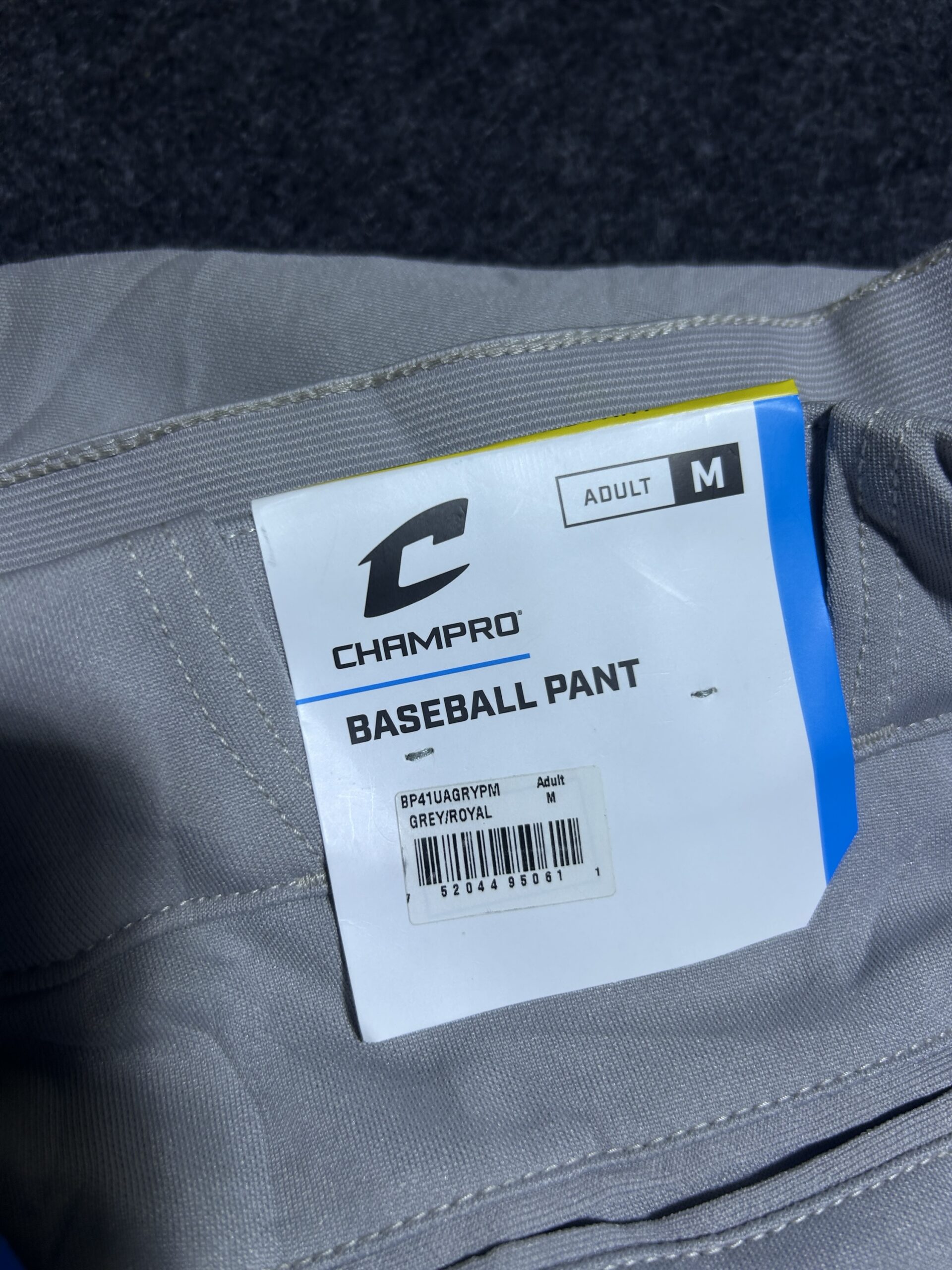Champro MVP Series Grey Baseball Track Pants | Open Bottom | Athletic Fit | W30 | New