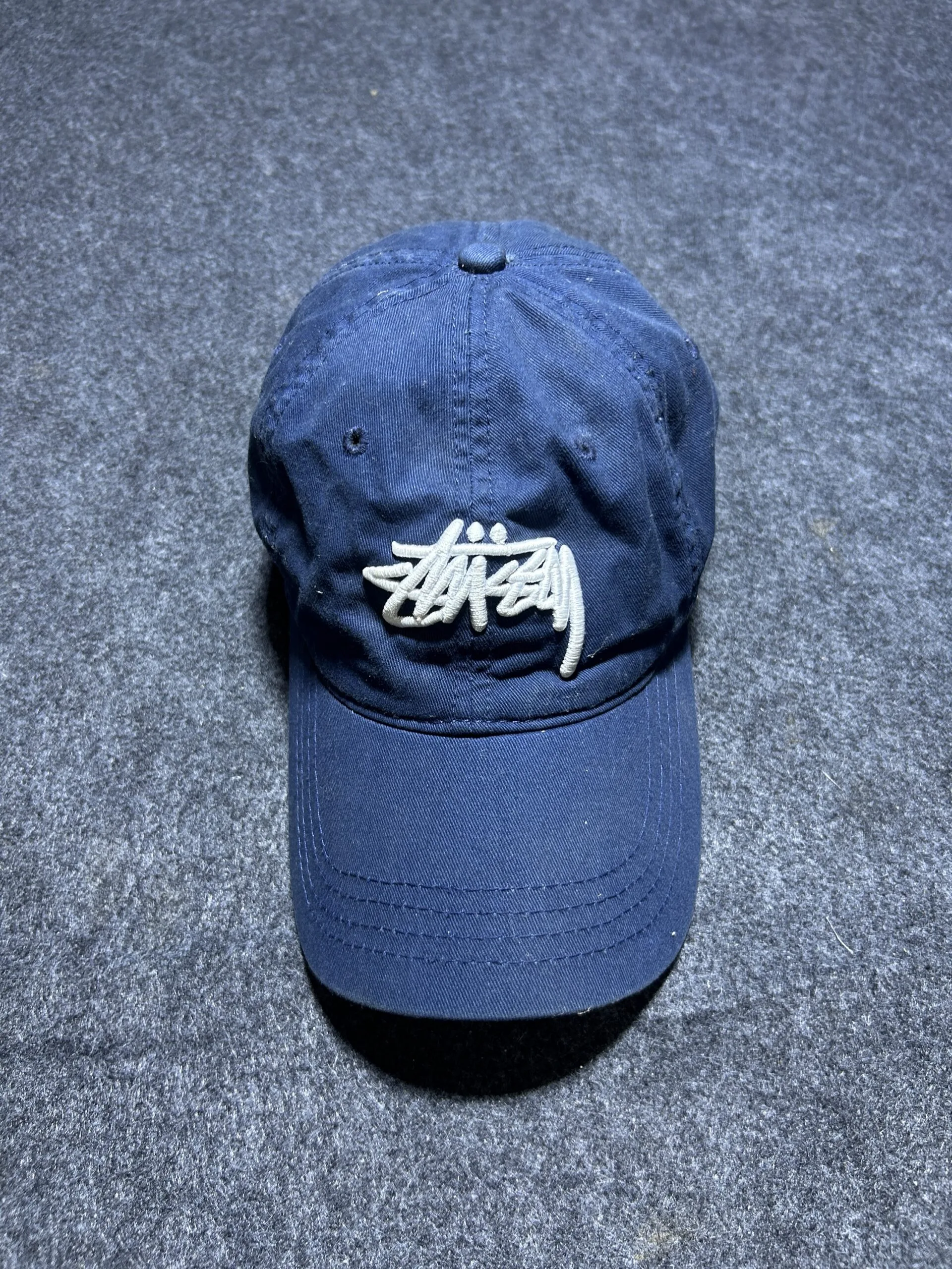Stüssy Logo Embroidered Navy Blue Cap | Adjustable Streetwear Hat