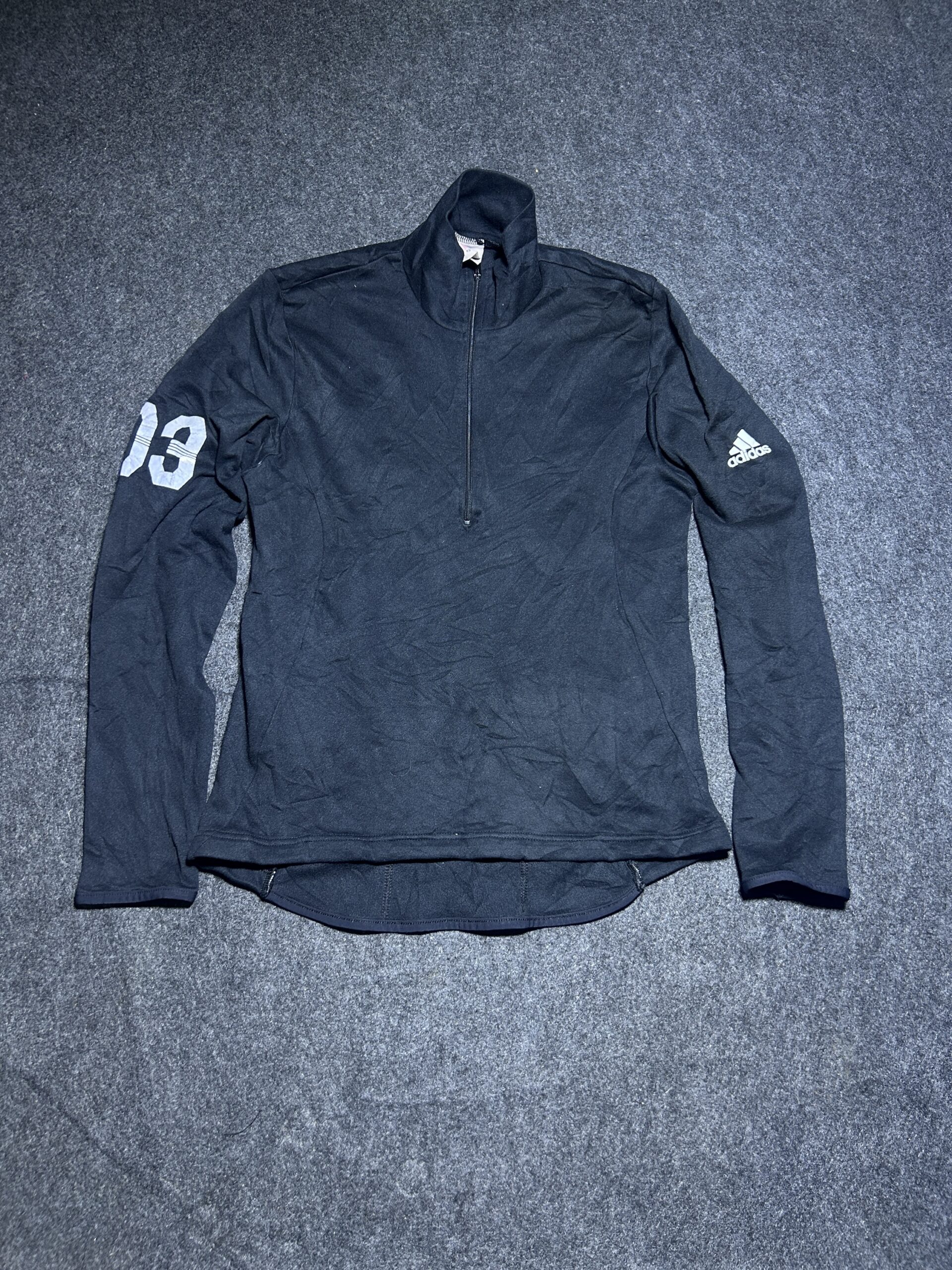 Adidas Original Half Zip Tshirt Black | 34-36 | Body Fitted