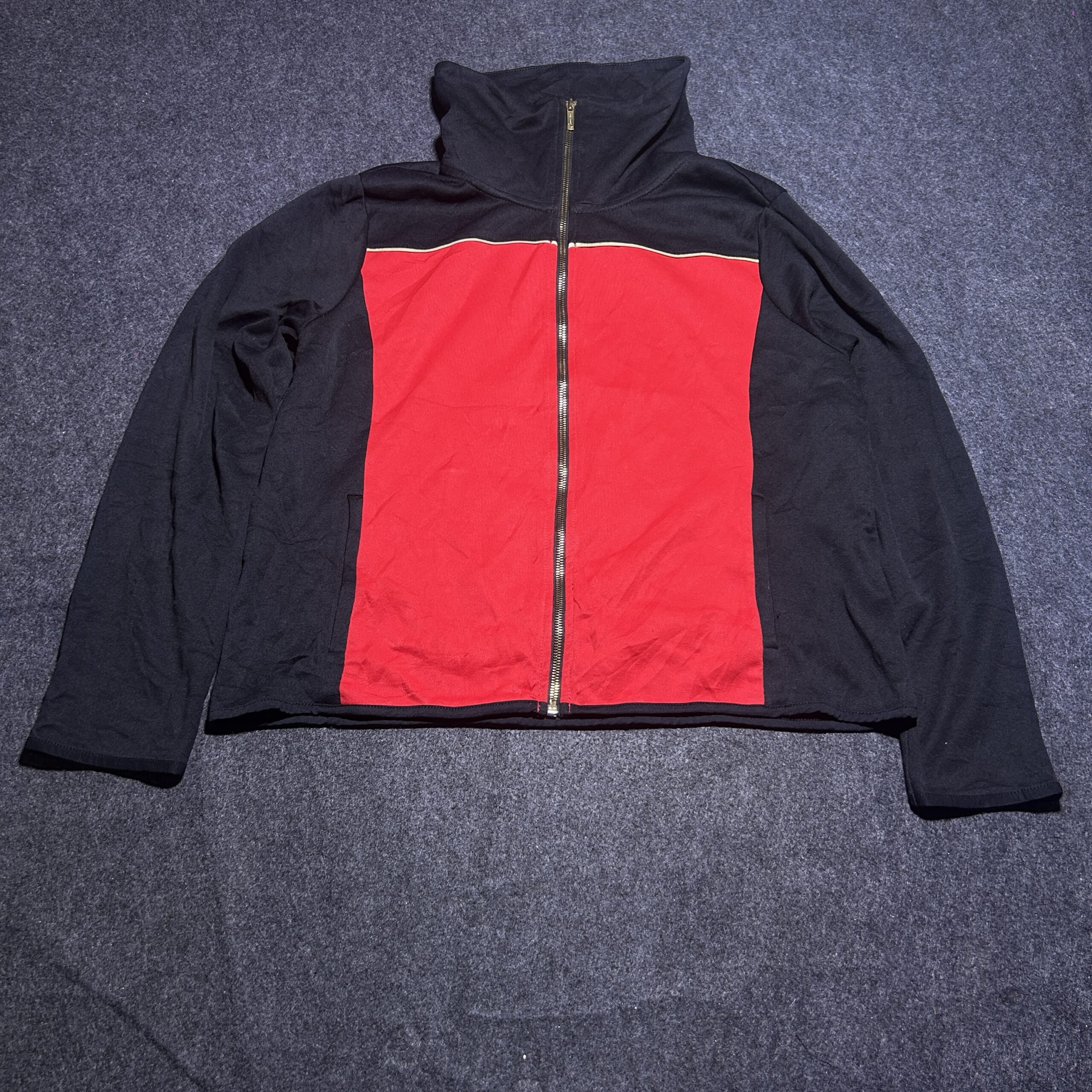 LRL Ralph Lauren Active Full Zip Track Jacket Red & Black XL | Cropped Streetwear Fit