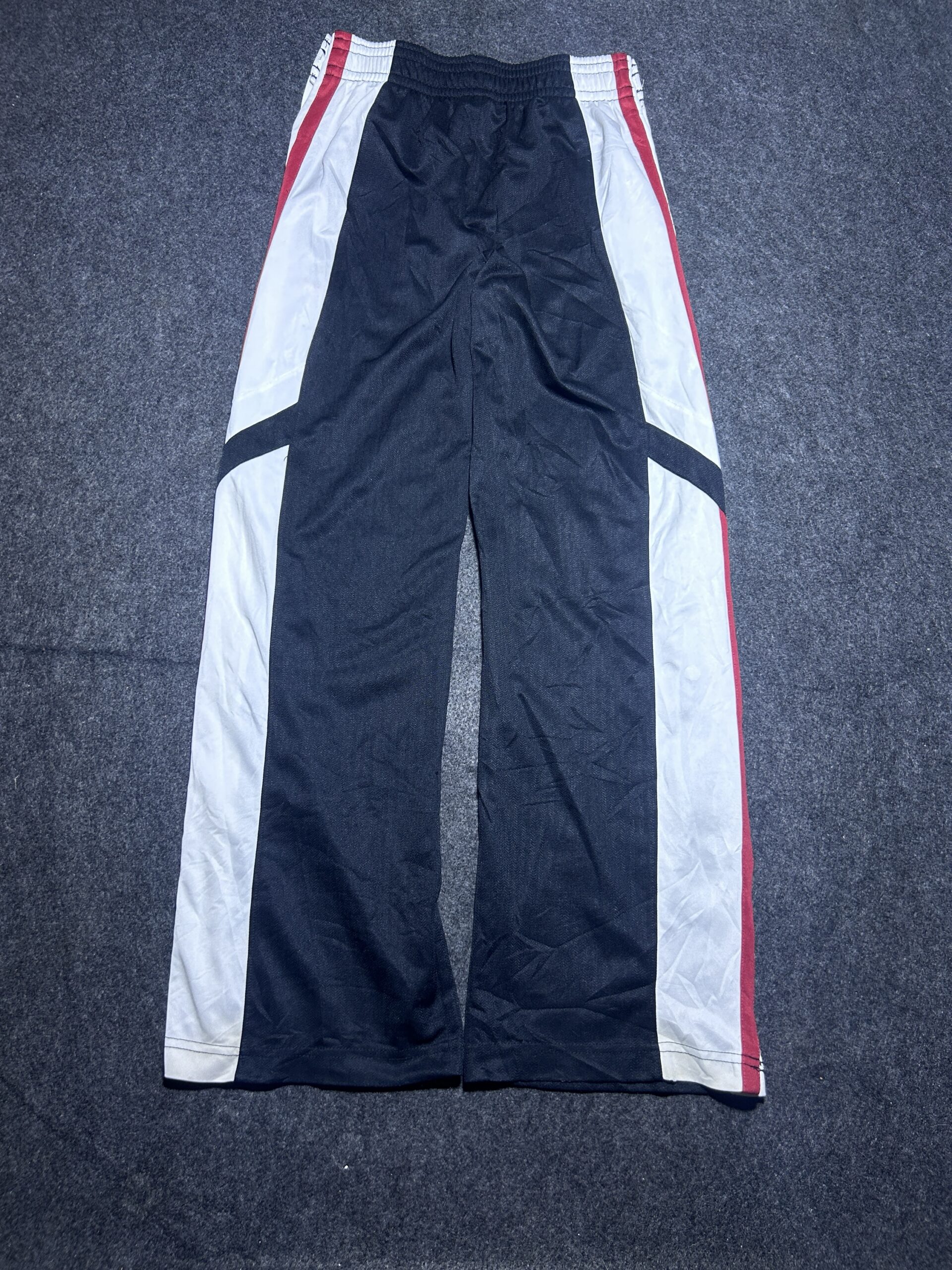 NIKE SNAP BUTTON TRACK PANTS BLACK WHITE STRIPE PINK SWOOSH | 26-30