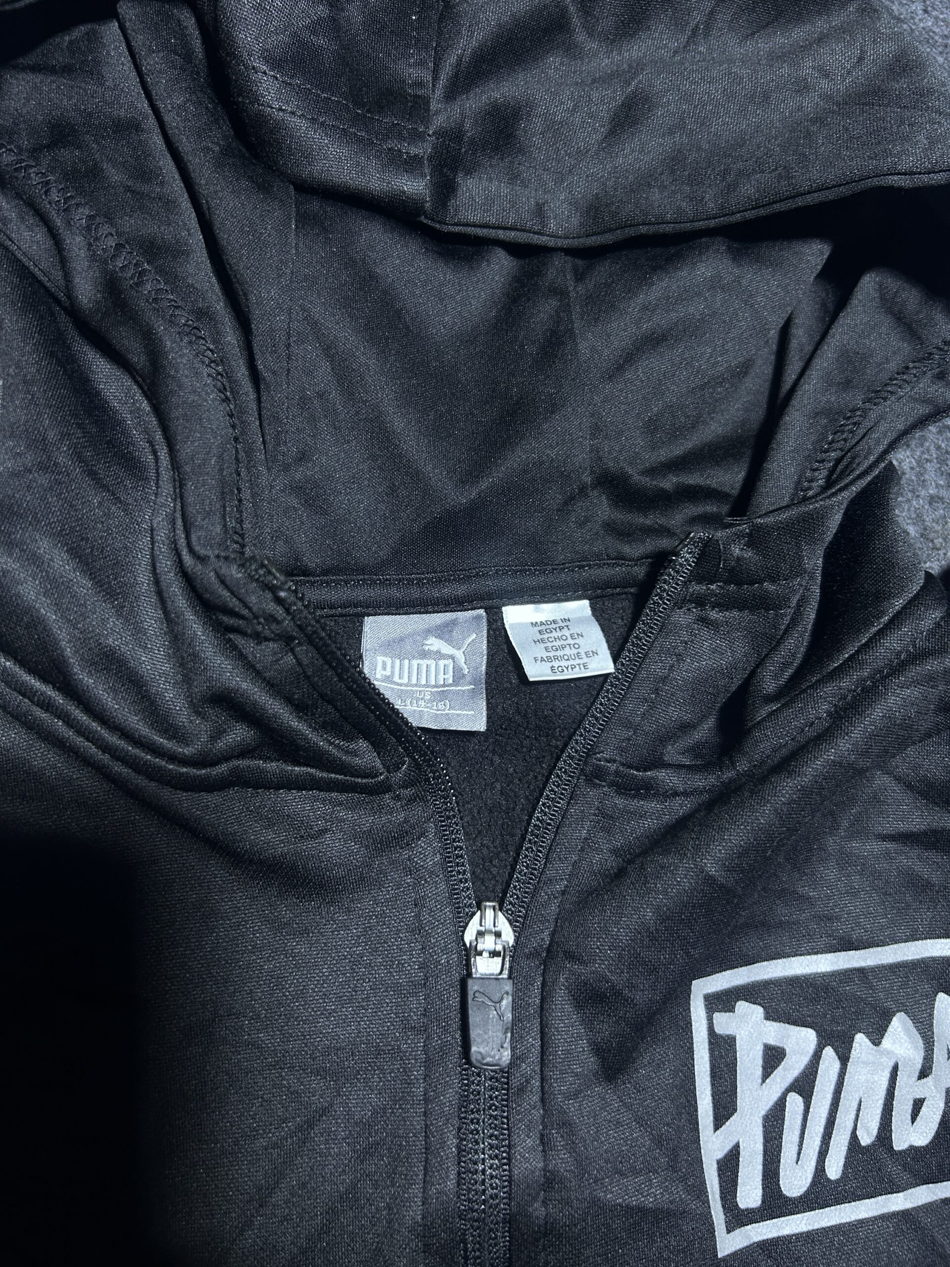 Puma Full Zip Hoodie – Black Minimal Sportswear | M