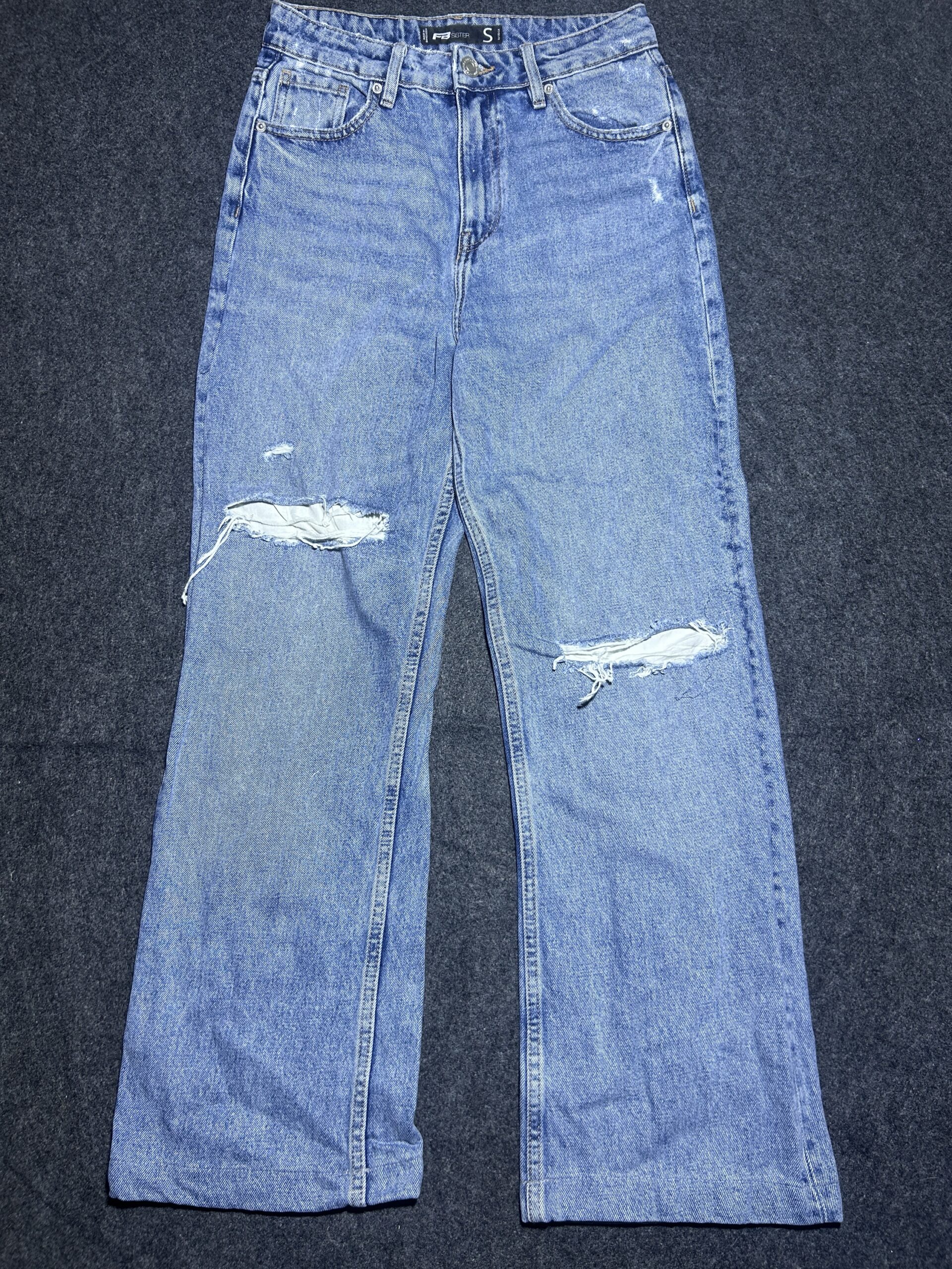 FB Sister Wide Leg Distressed Jeans | Light Blue | 28 | Excellent Condition | Unisex