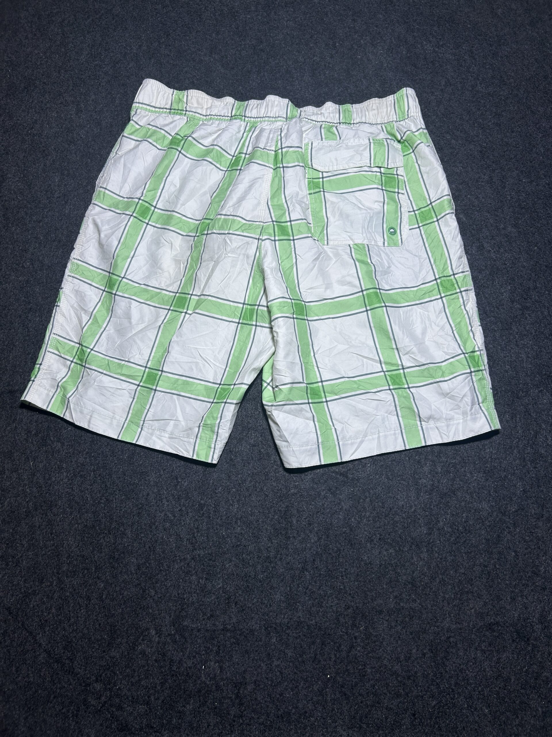 Old Navy Green Checkered Summer Shorts Drawstring Fit 36-40 | Unisex | Like New