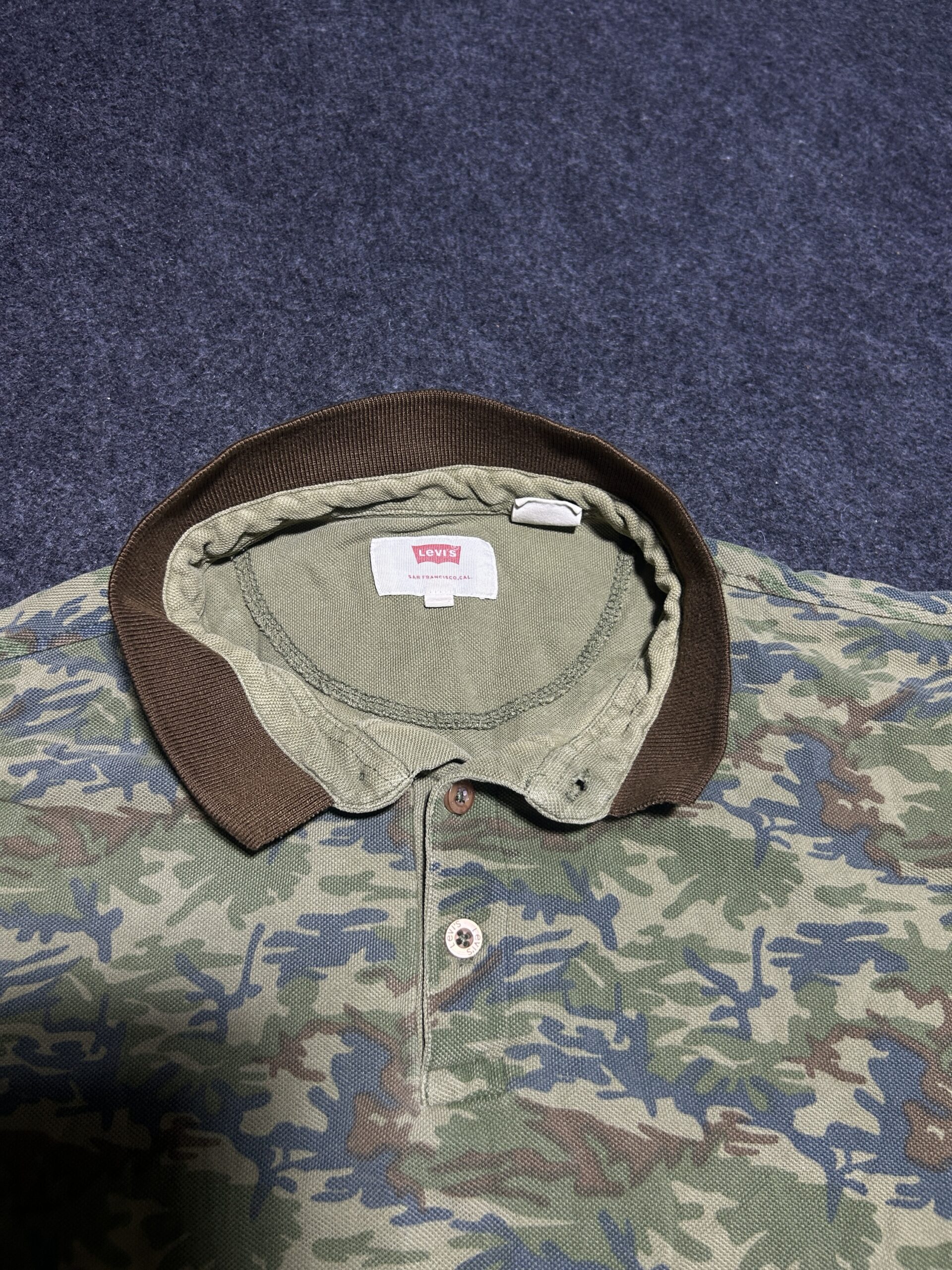 Levi’s Camo Print Polo T-Shirt | Military Style | Cotton | M