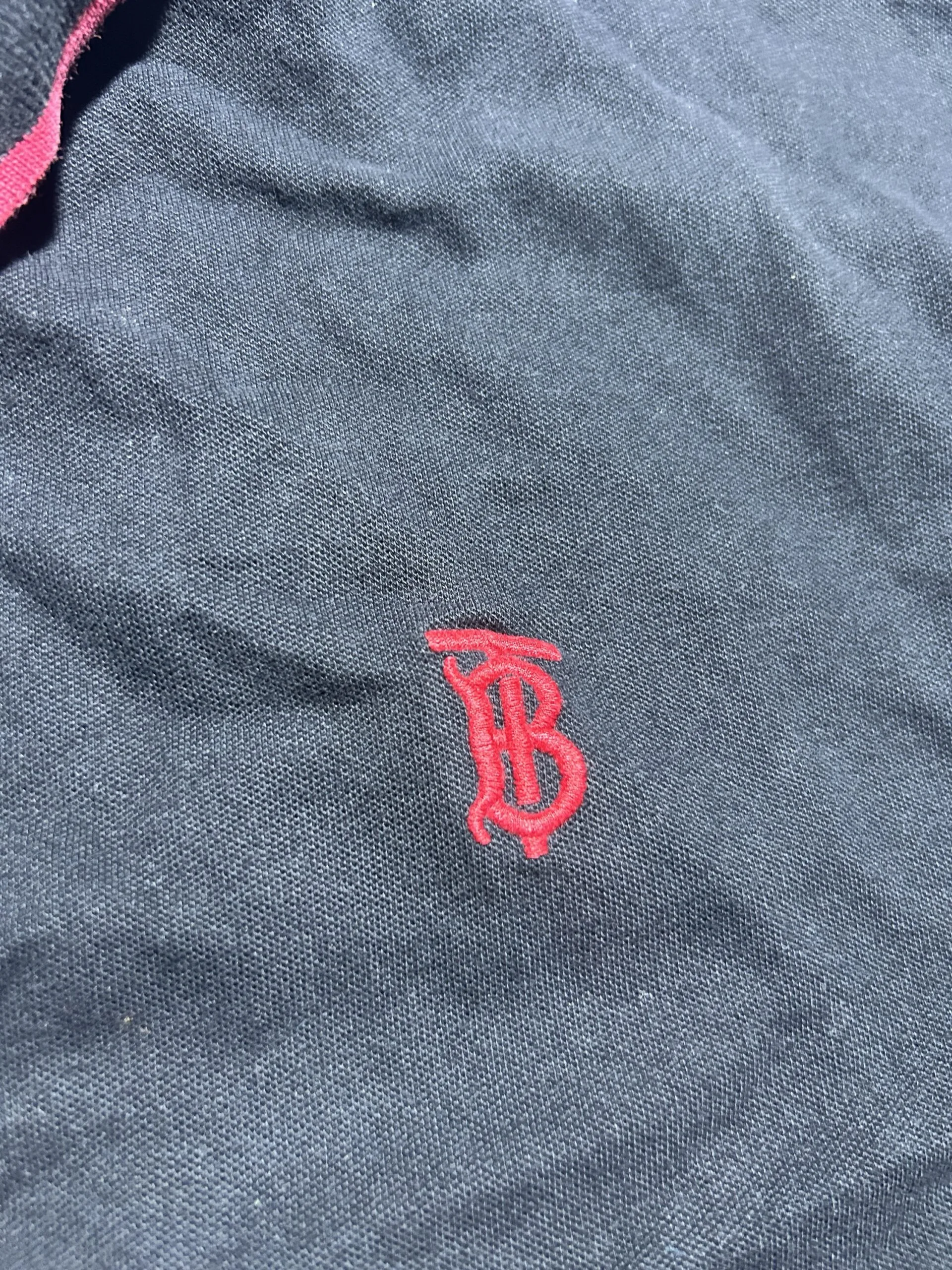 Burberry Black Polo T-Shirt | Red Logo | XL | Premium Cotton