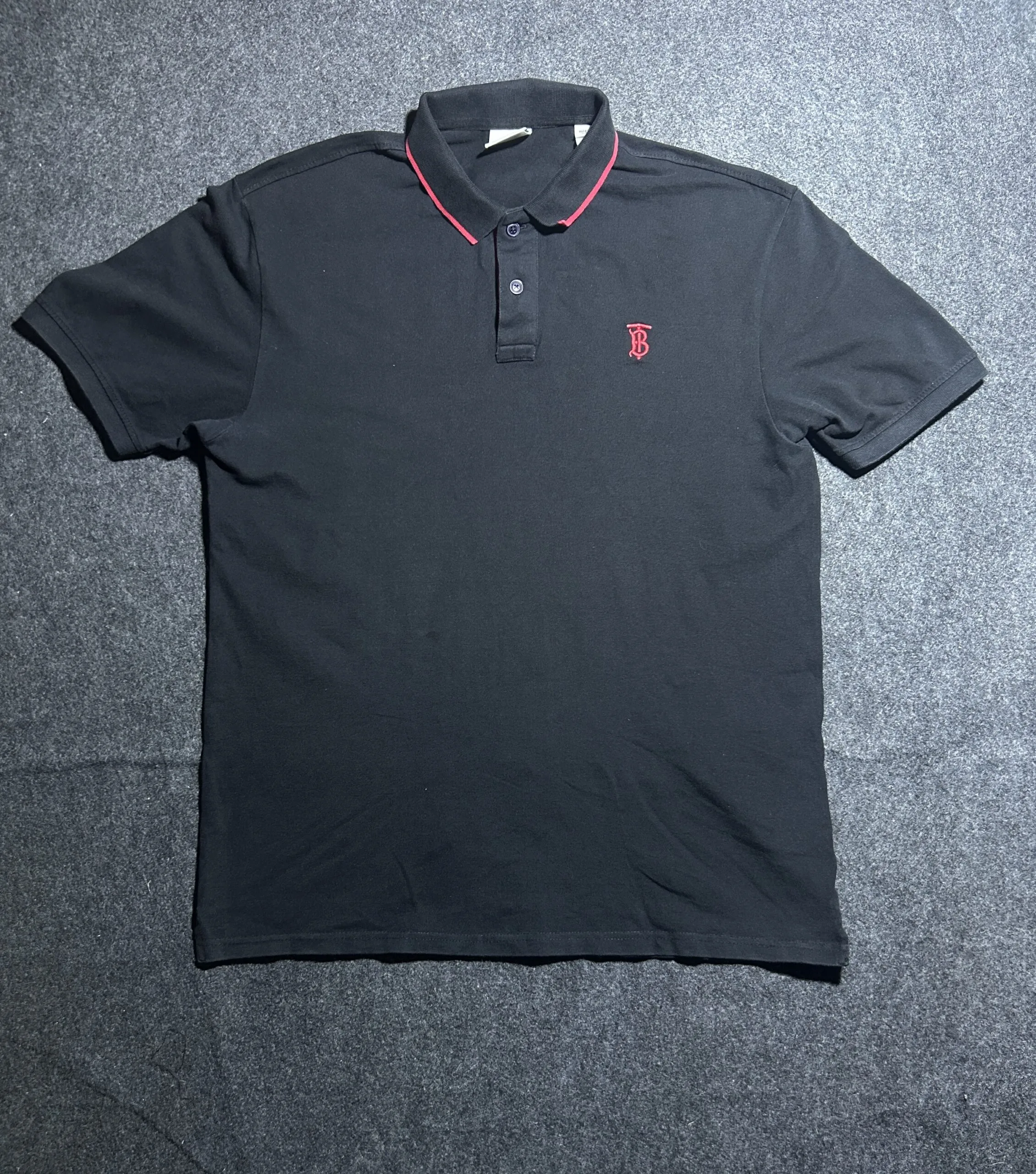 Burberry Black Polo T-Shirt | Red Logo | XL | Premium Cotton