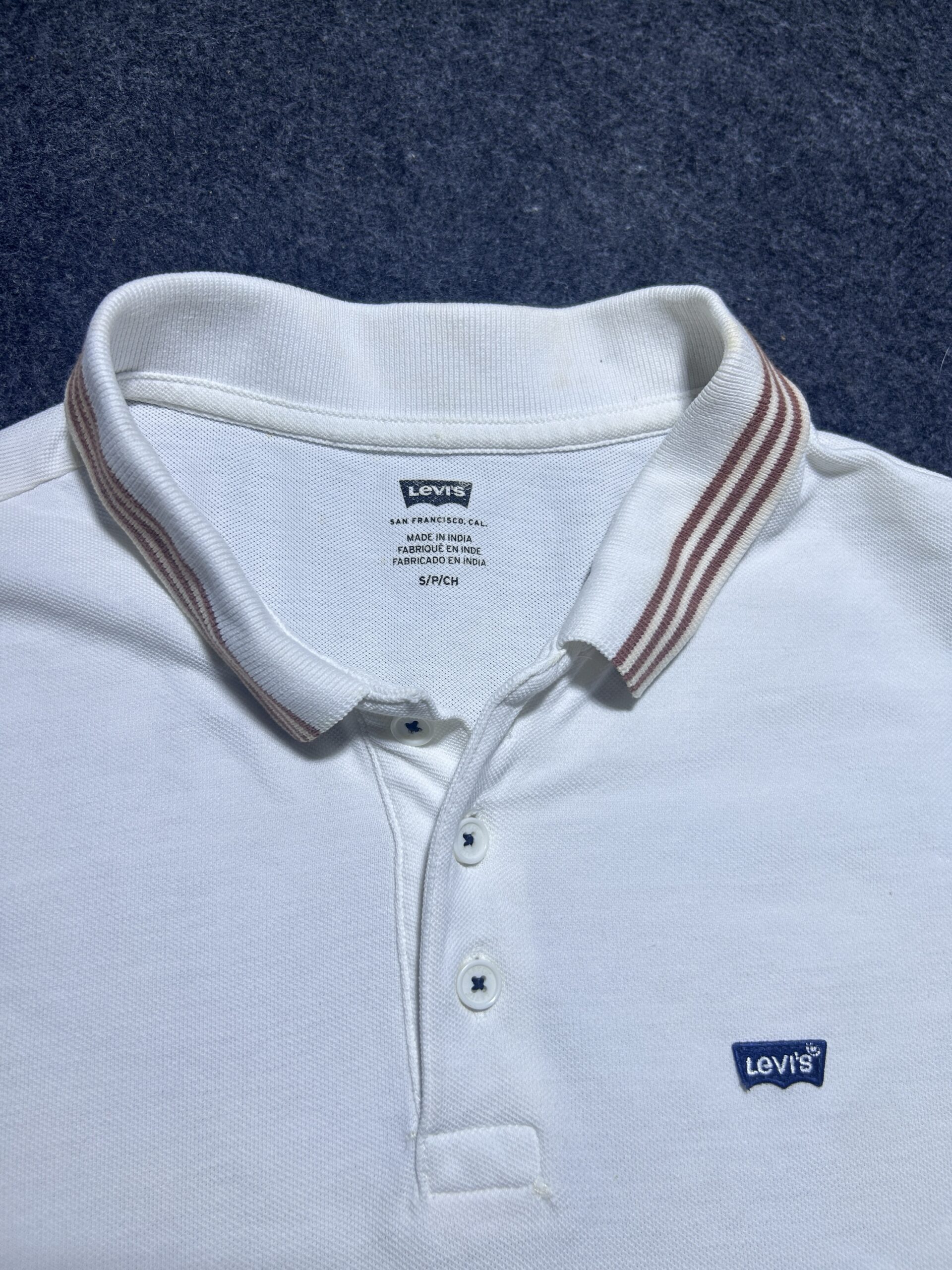 Levis Original Polo T-shirt White | Premium Cotton | S