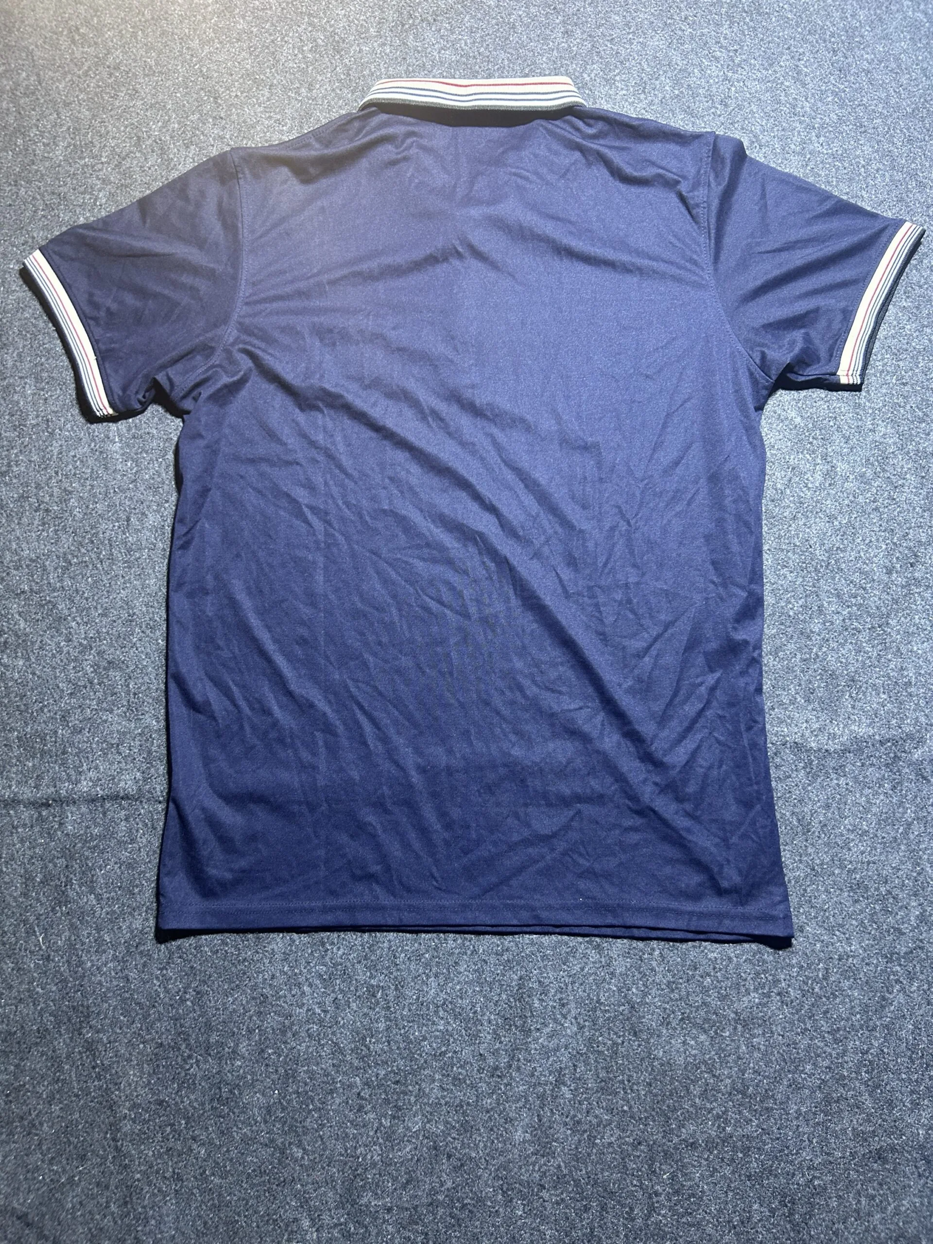 Burberry Polo T-Shirt | Navy Blue | Signature Collar | Size L